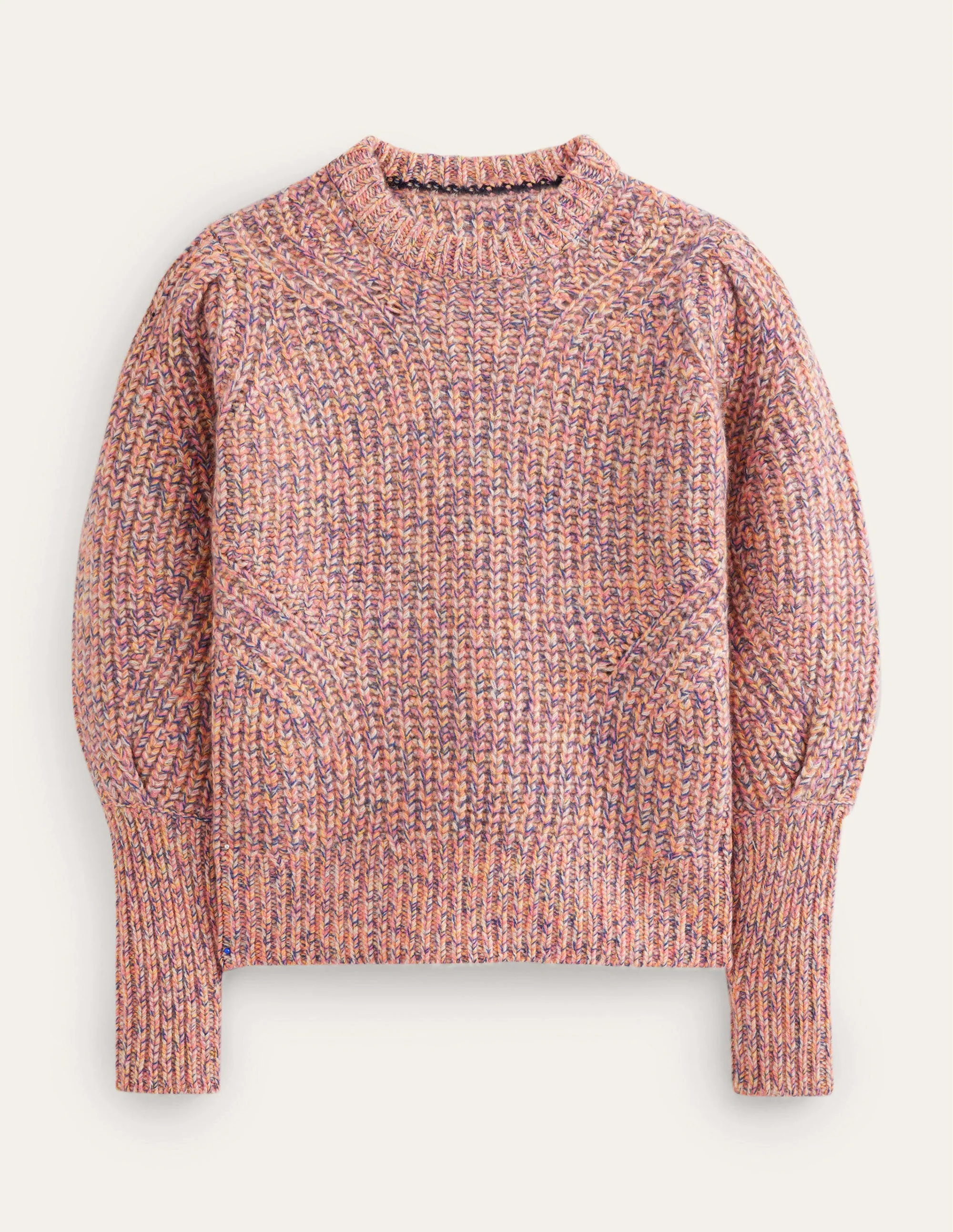Breiter Kaschmirpullover mit Rippstruktur-Dusty Rose Marl - Image 6