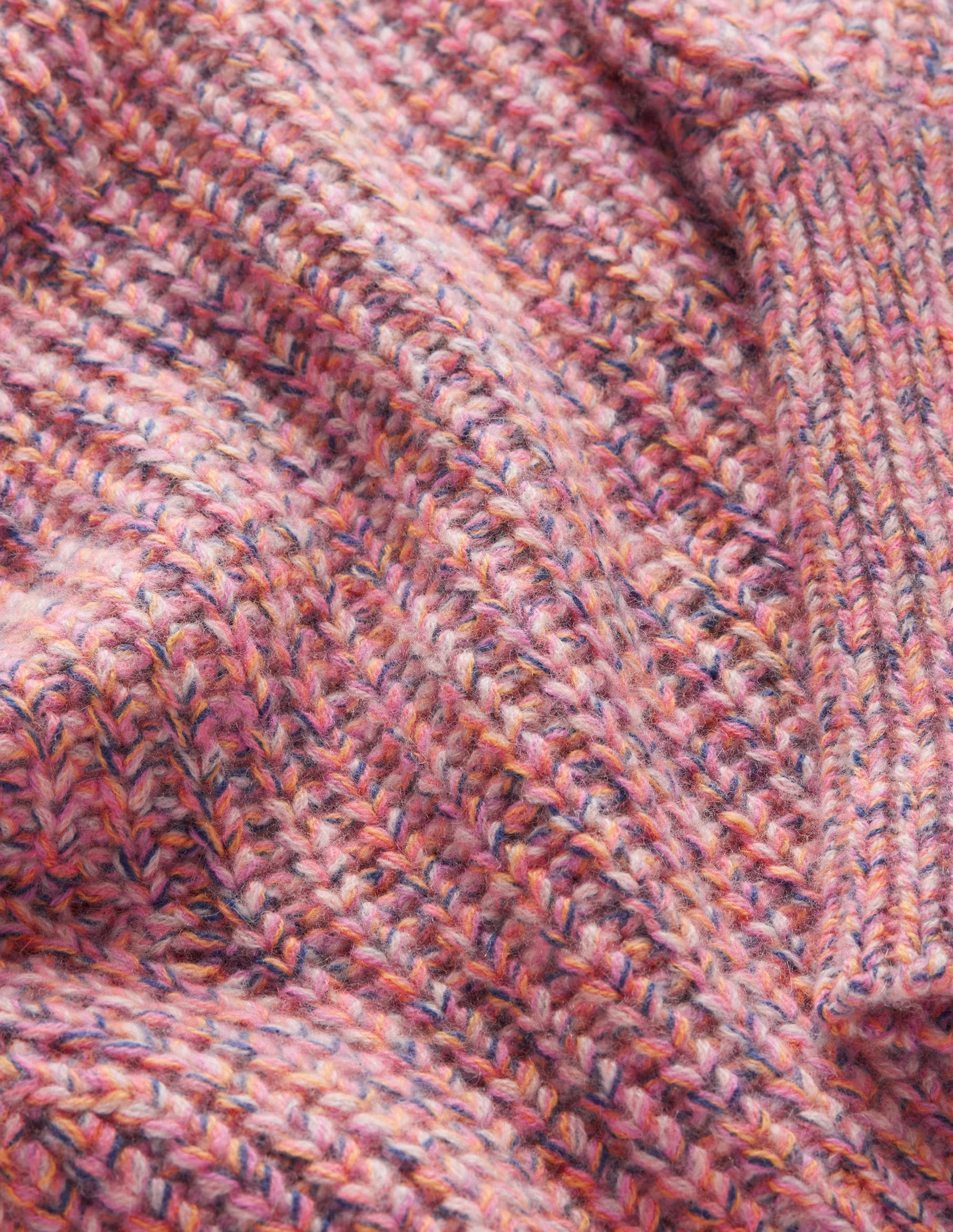 Breiter Kaschmirpullover mit Rippstruktur-Dusty Rose Marl - Image 7