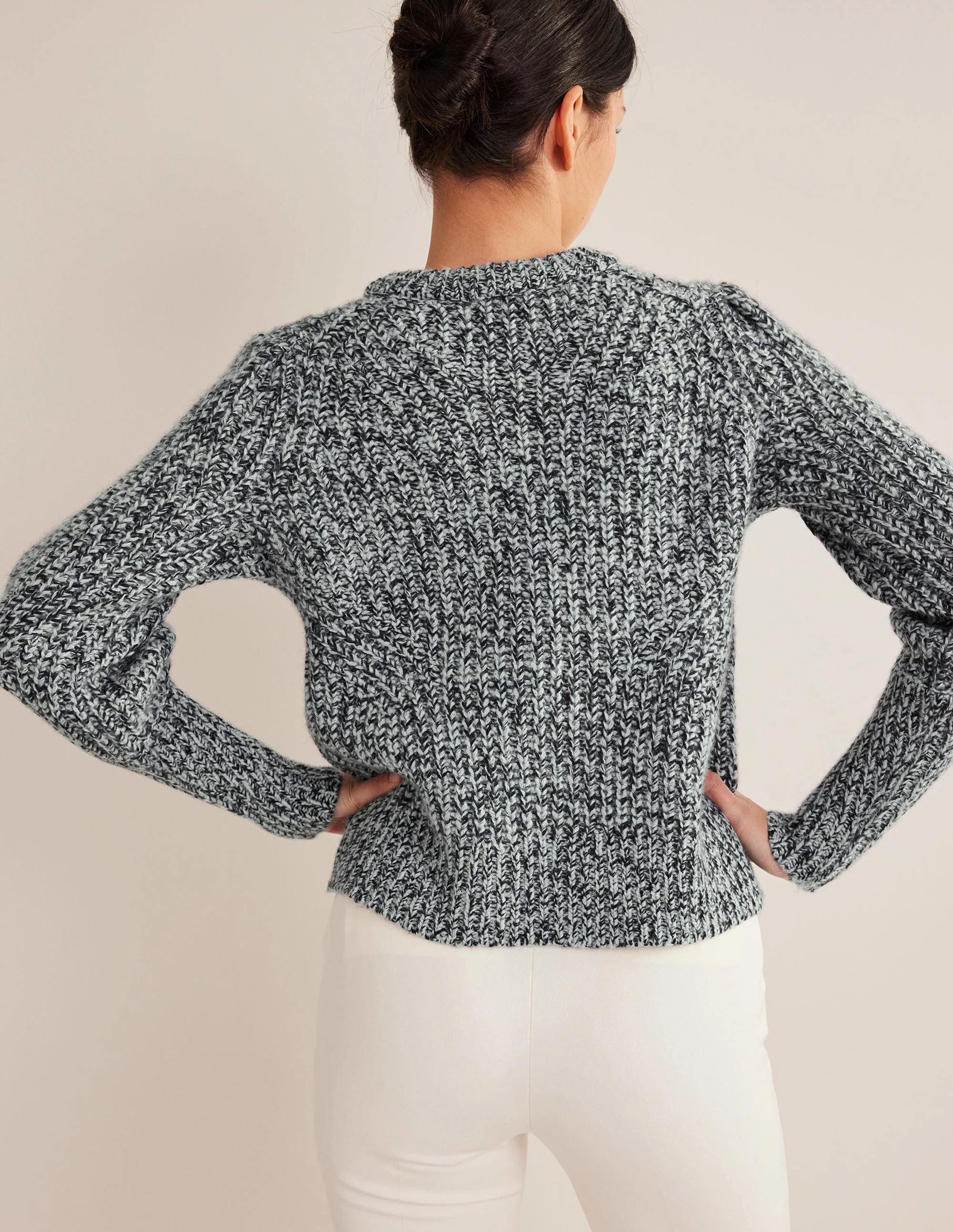 Breiter Kaschmirpullover mit Rippstruktur-Navy, Chinchilla Marl - Image 3