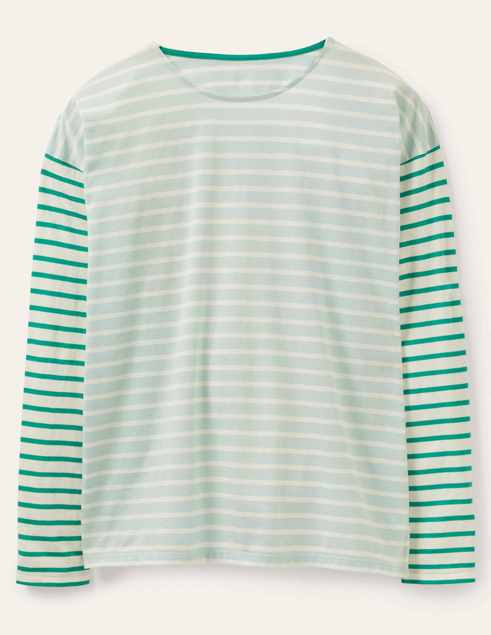 Bretonshirt mit überschnittenen Schultern-Morgendämmerungsblau/Naturweiß, Gestreift - Image 5