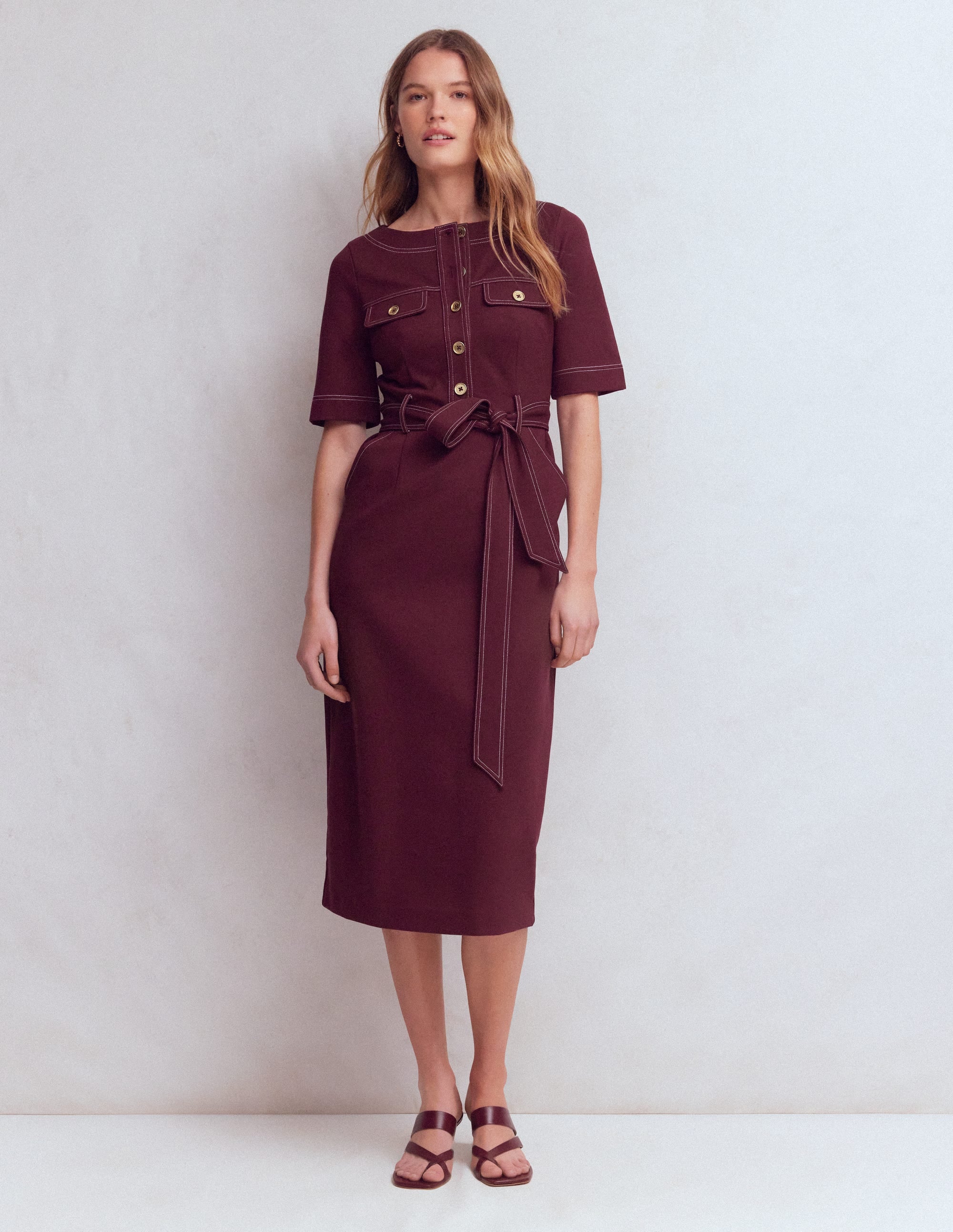 Bria Ponte-Midikleid-Dunkelviolett