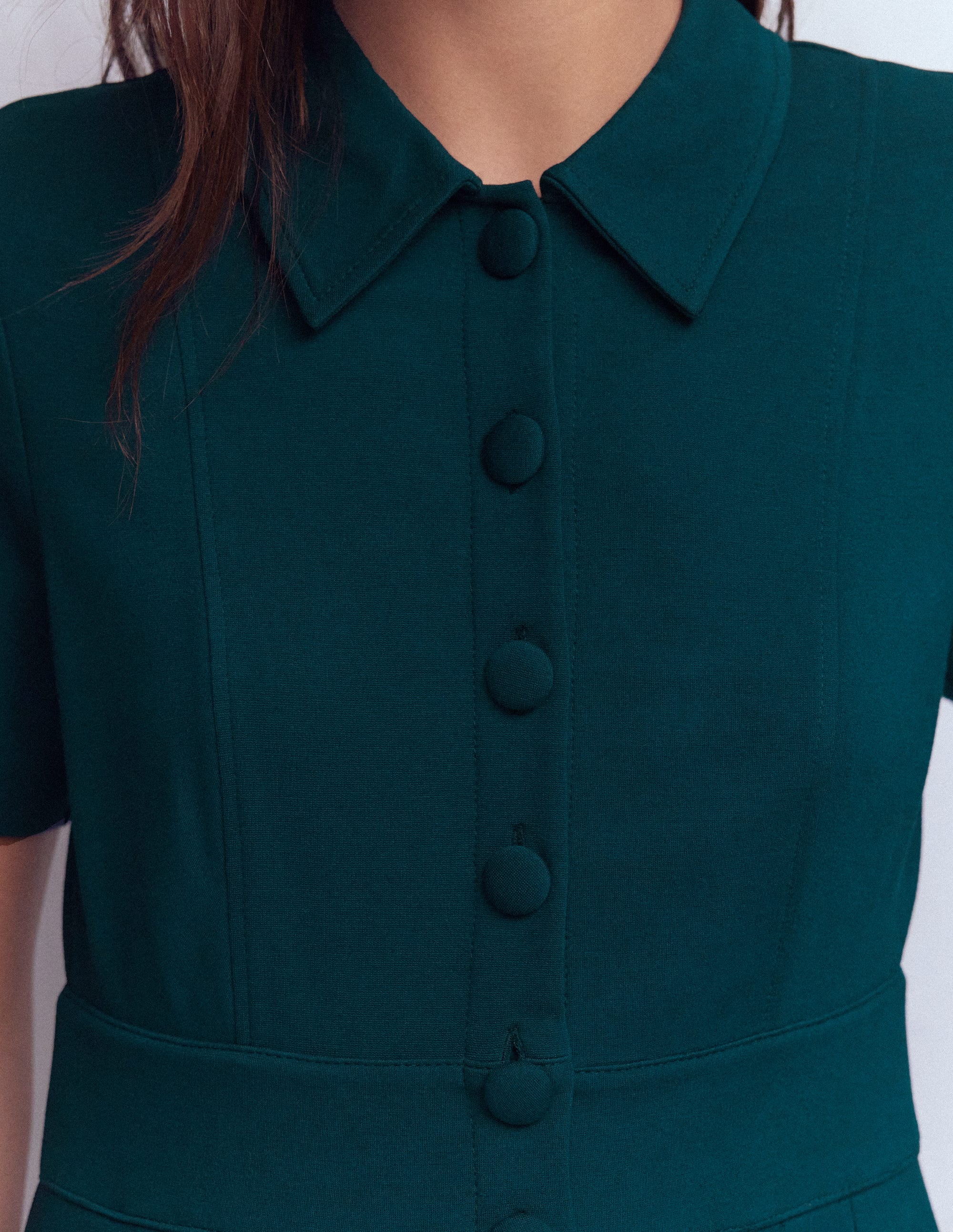 Bridget Kurzes Ponte-Kleid-Mitternachtsblaugrün - Image 3