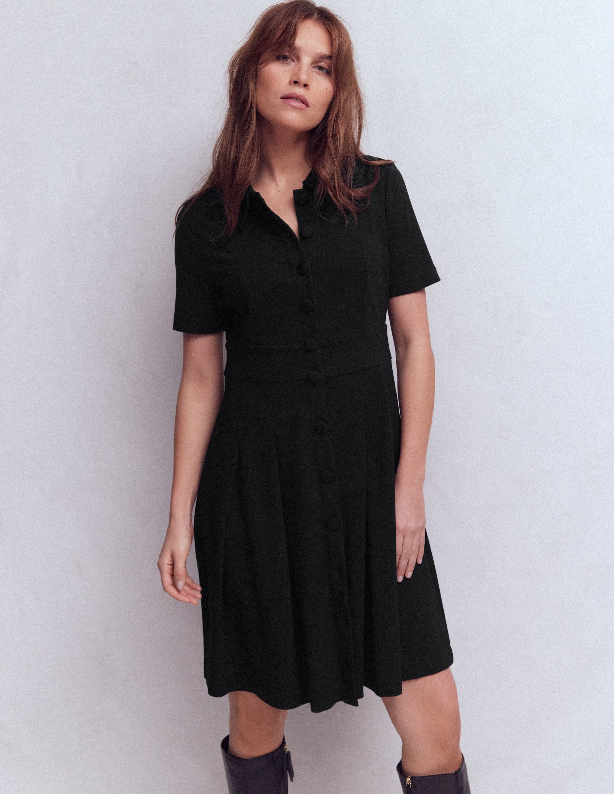 Bridget Kurzes Ponte-Kleid-Schwarz