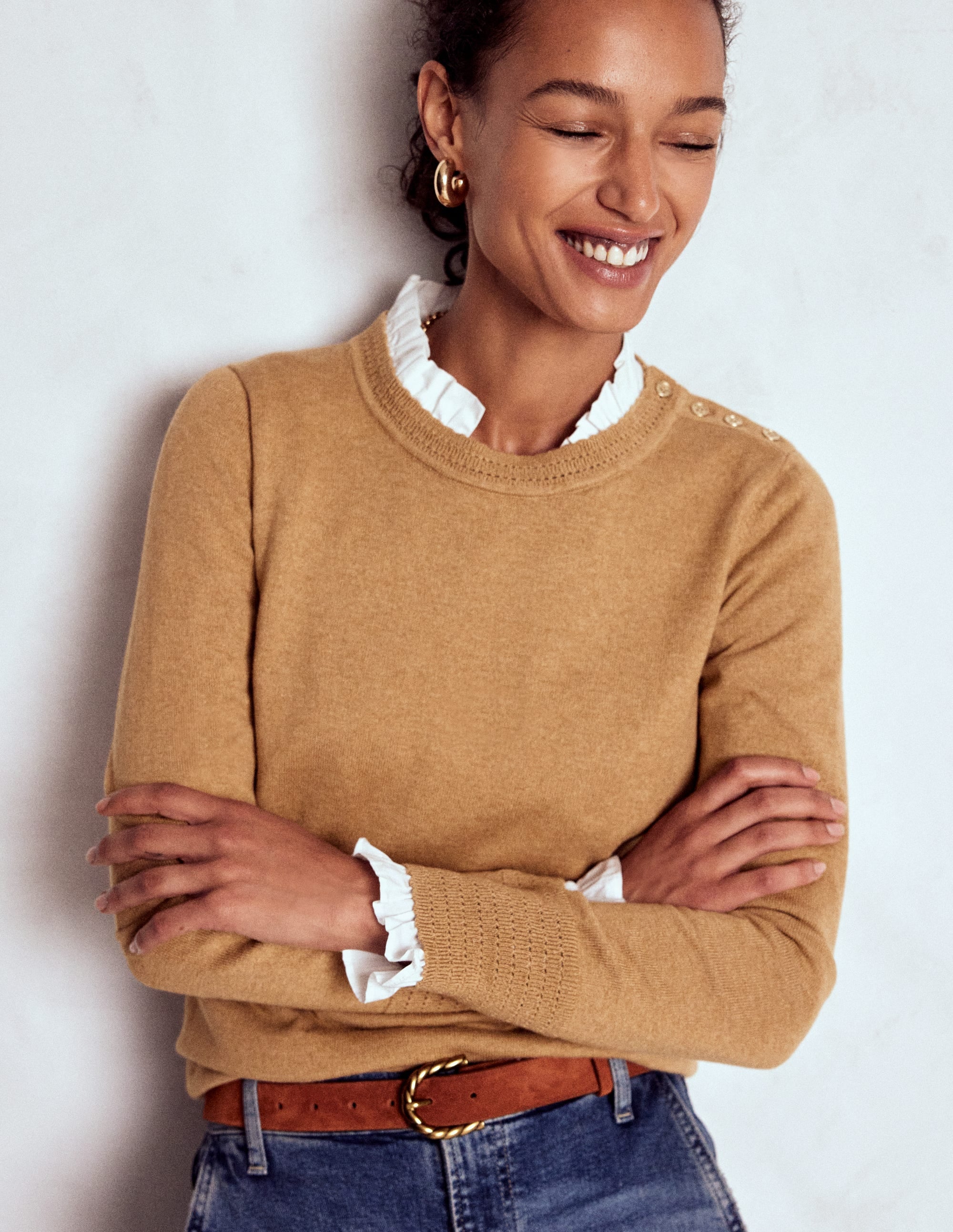 Briony Pullover mit Ziernähten-Camel Meliert - Image 4