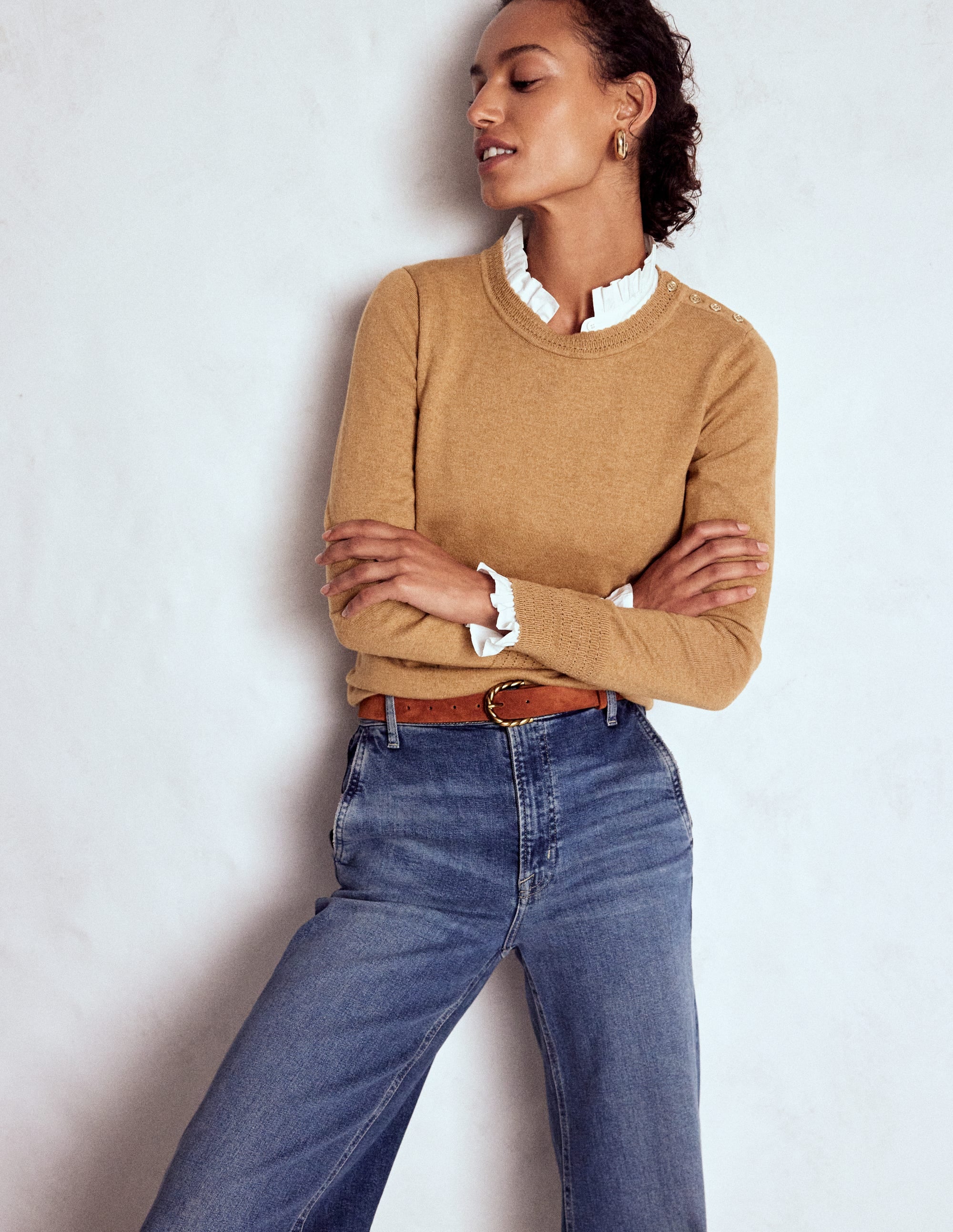 Briony Pullover mit Ziernähten-Camel Meliert - Image 6