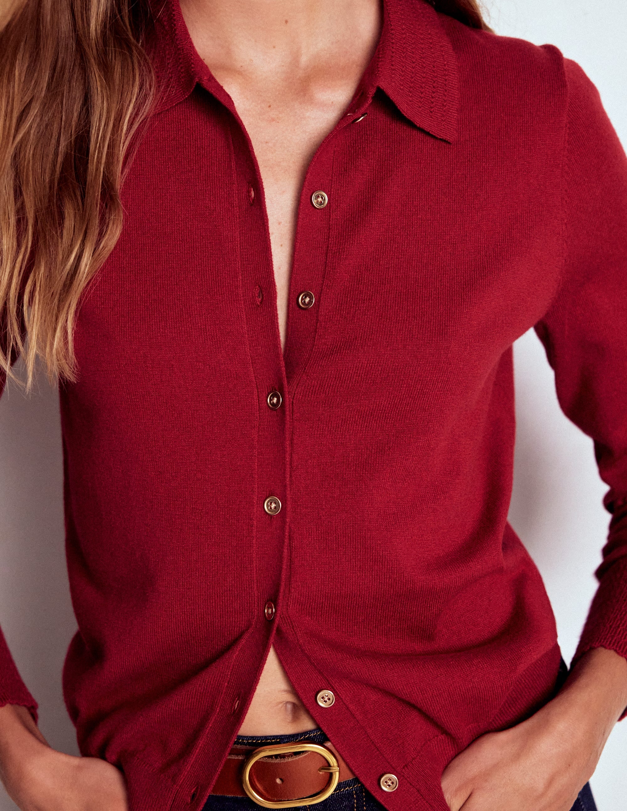 Briony Strickjacke mit Ziernähten-Purpurrot - Image 2