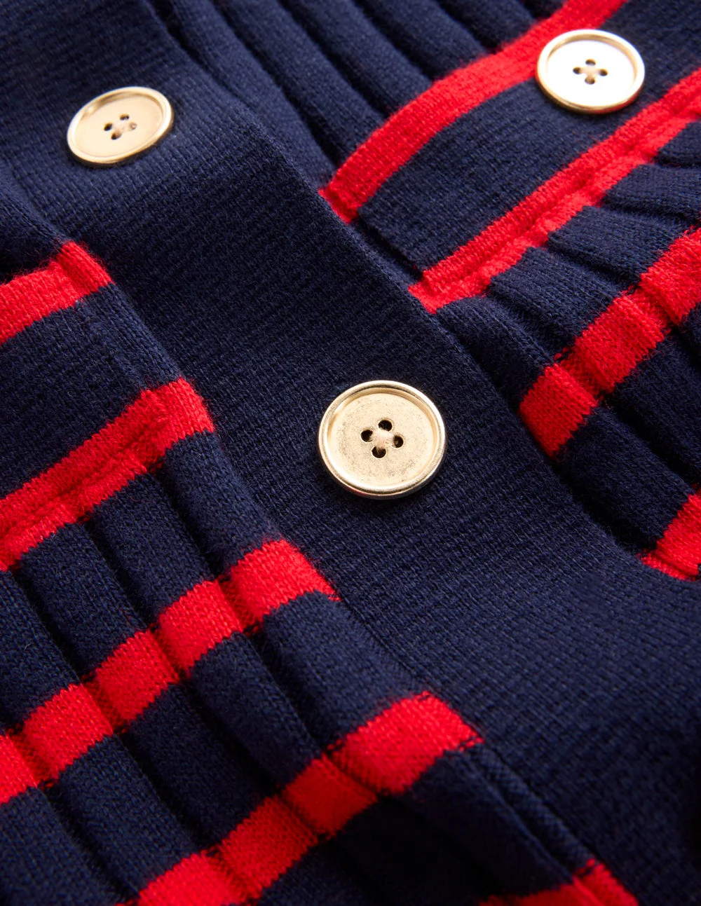 Brönte Hemdblusenkleid aus Rippstrick-Marineblau und Rot Streifen - Image 8