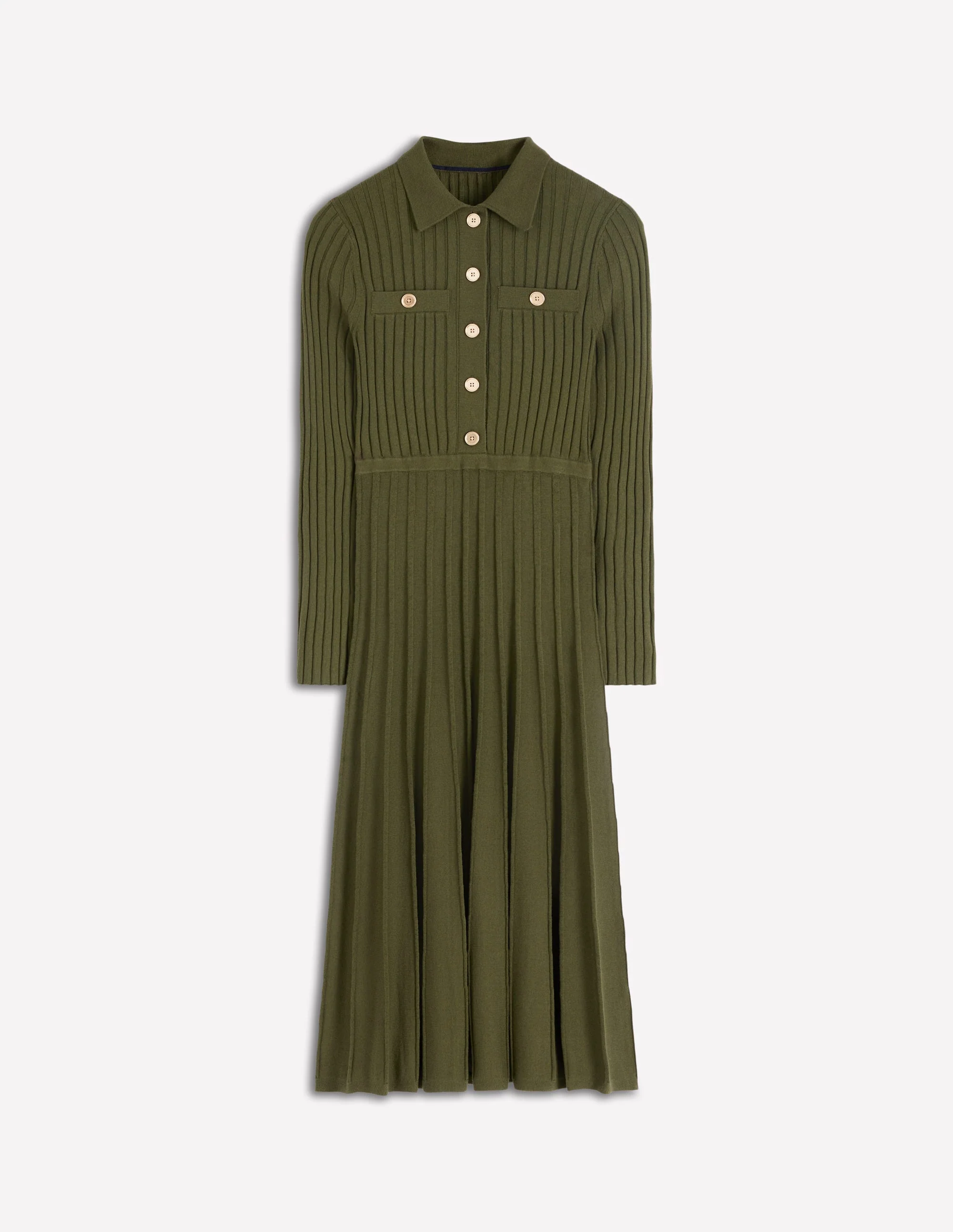 Brönte Hemdblusenkleid aus Rippstrick-Waldgrün - Image 6