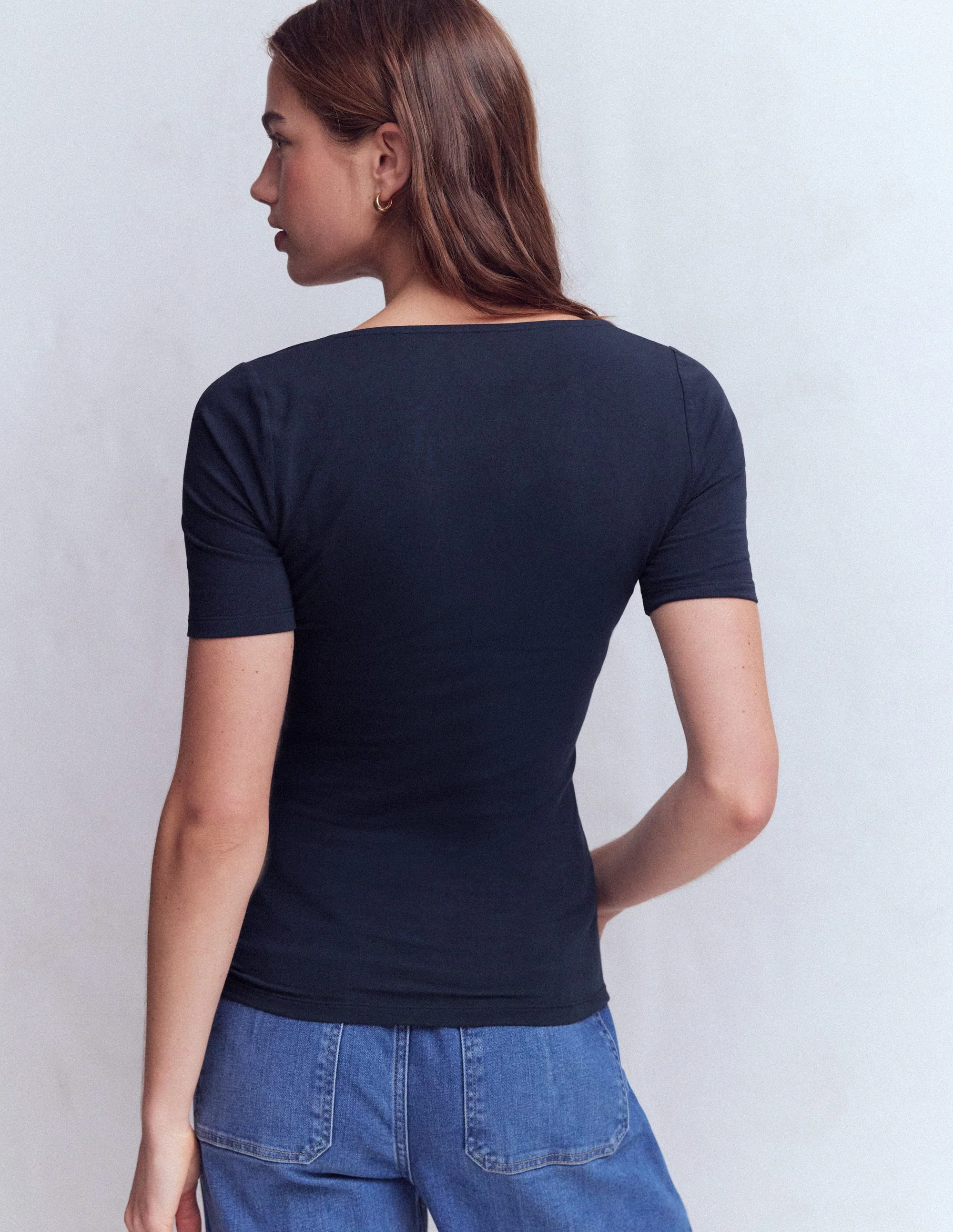 Brooke Doppellagiges T-Shirt-Marineblau - Image 3