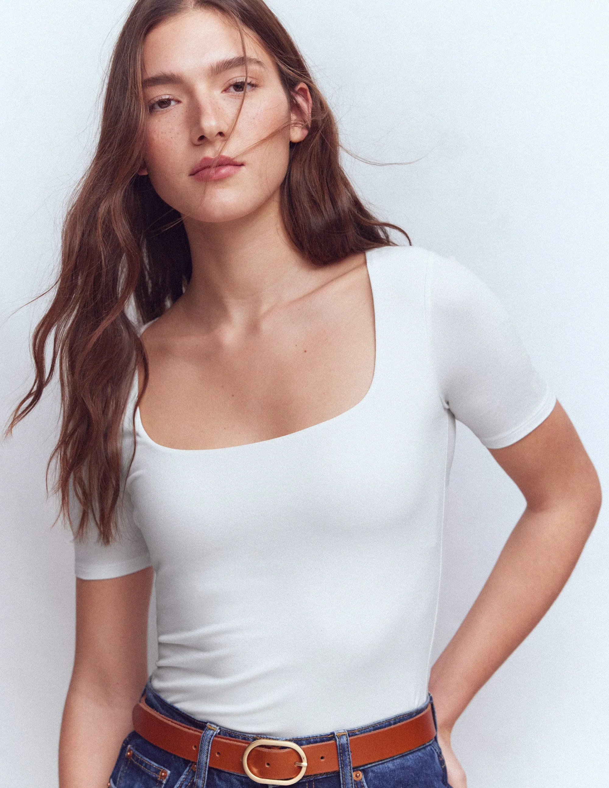 Brooke Doppellagiges T-Shirt-Weiß - Image 5