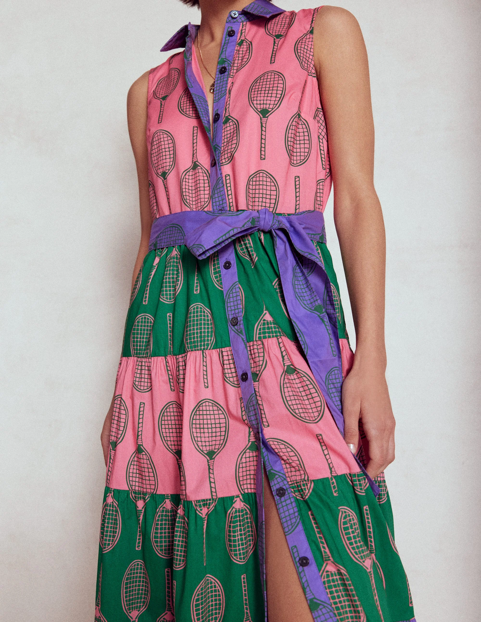 Buntes Hemdblusenkleid mit Stufen-Bunt, Tennis - Image 2