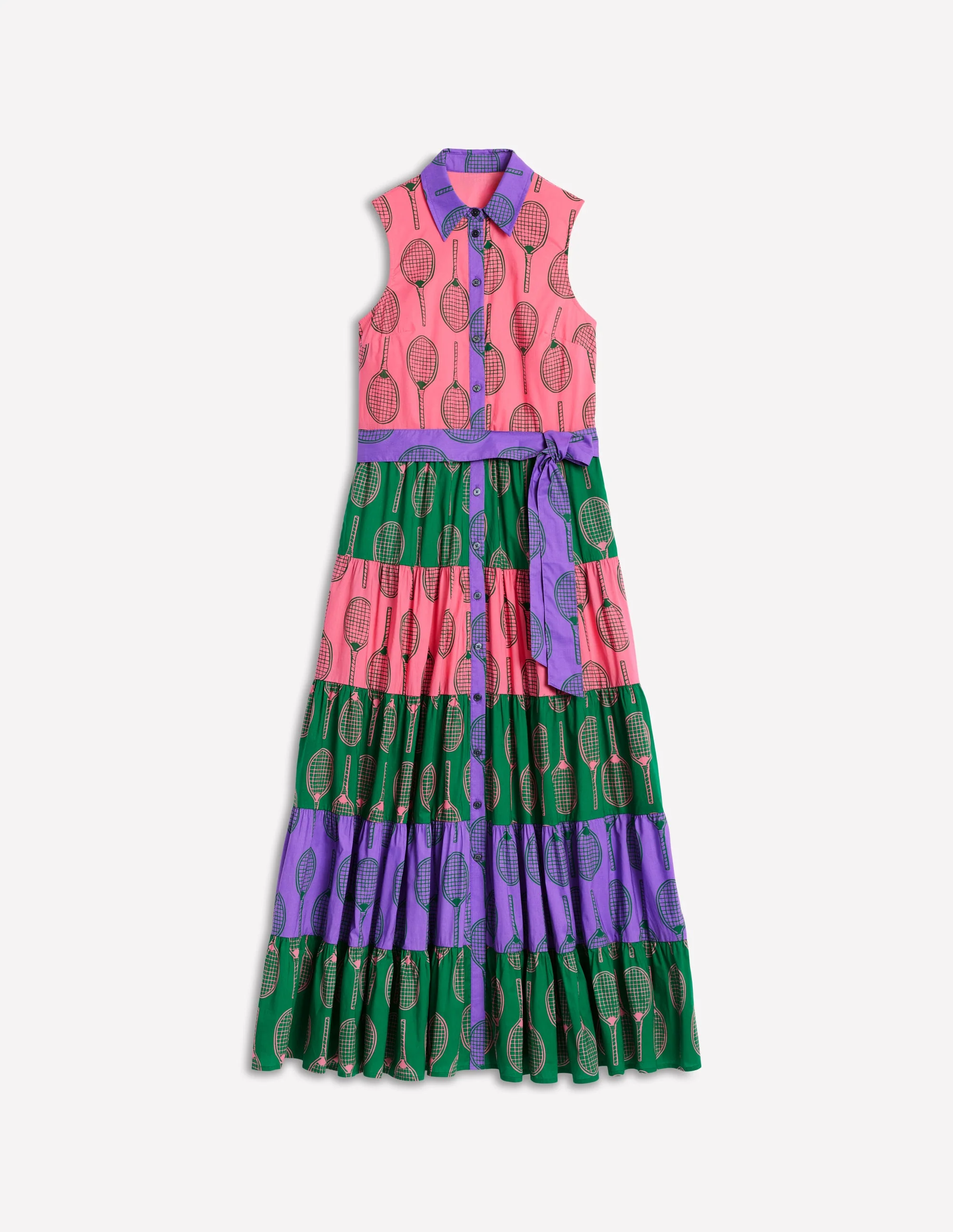 Buntes Hemdblusenkleid mit Stufen-Bunt, Tennis - Image 5