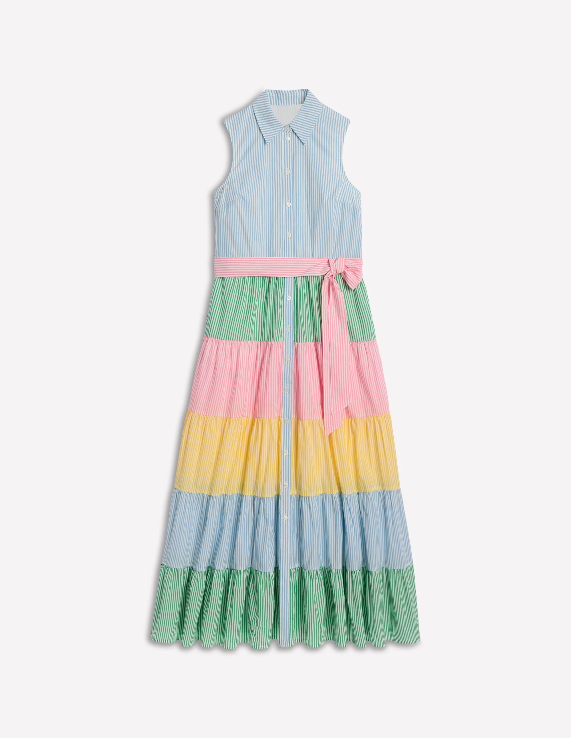 Buntes Hemdblusenkleid mit Stufen-Enteneiblau Streifen - Image 6