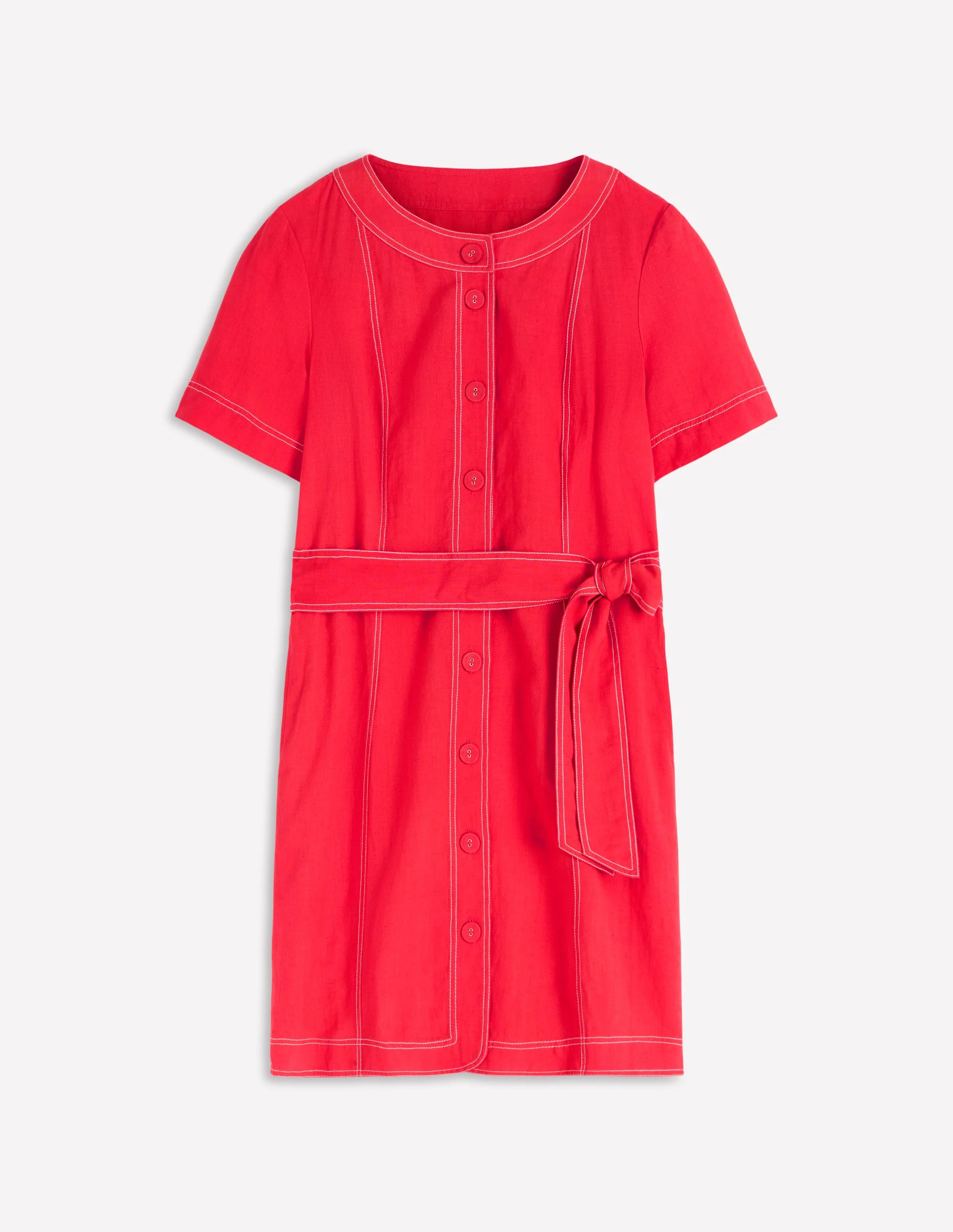 Callie Kurzes Leinenkleid-Leuchtende Kirsche - Image 5