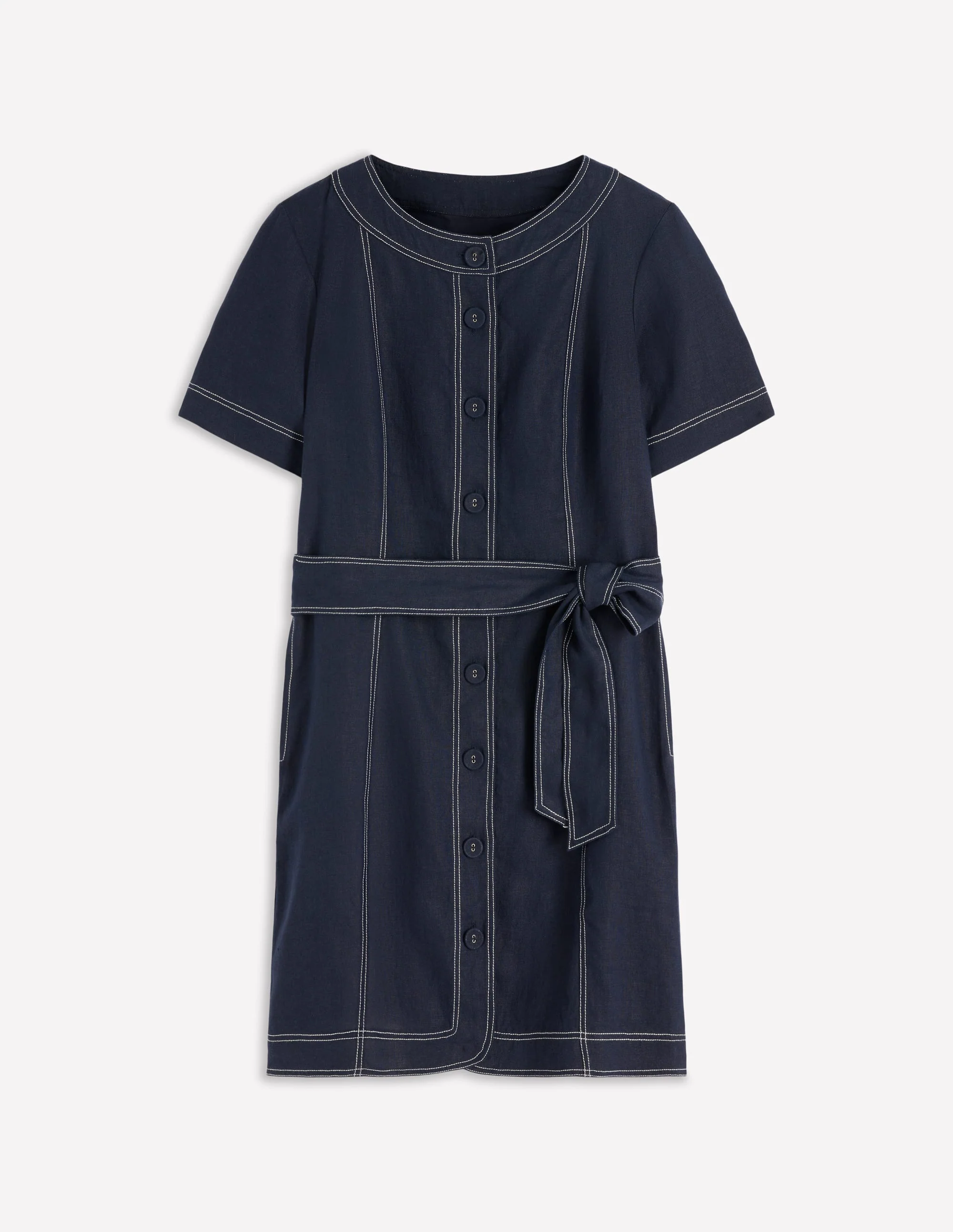 Callie Kurzes Leinenkleid-Marineblau - Image 5