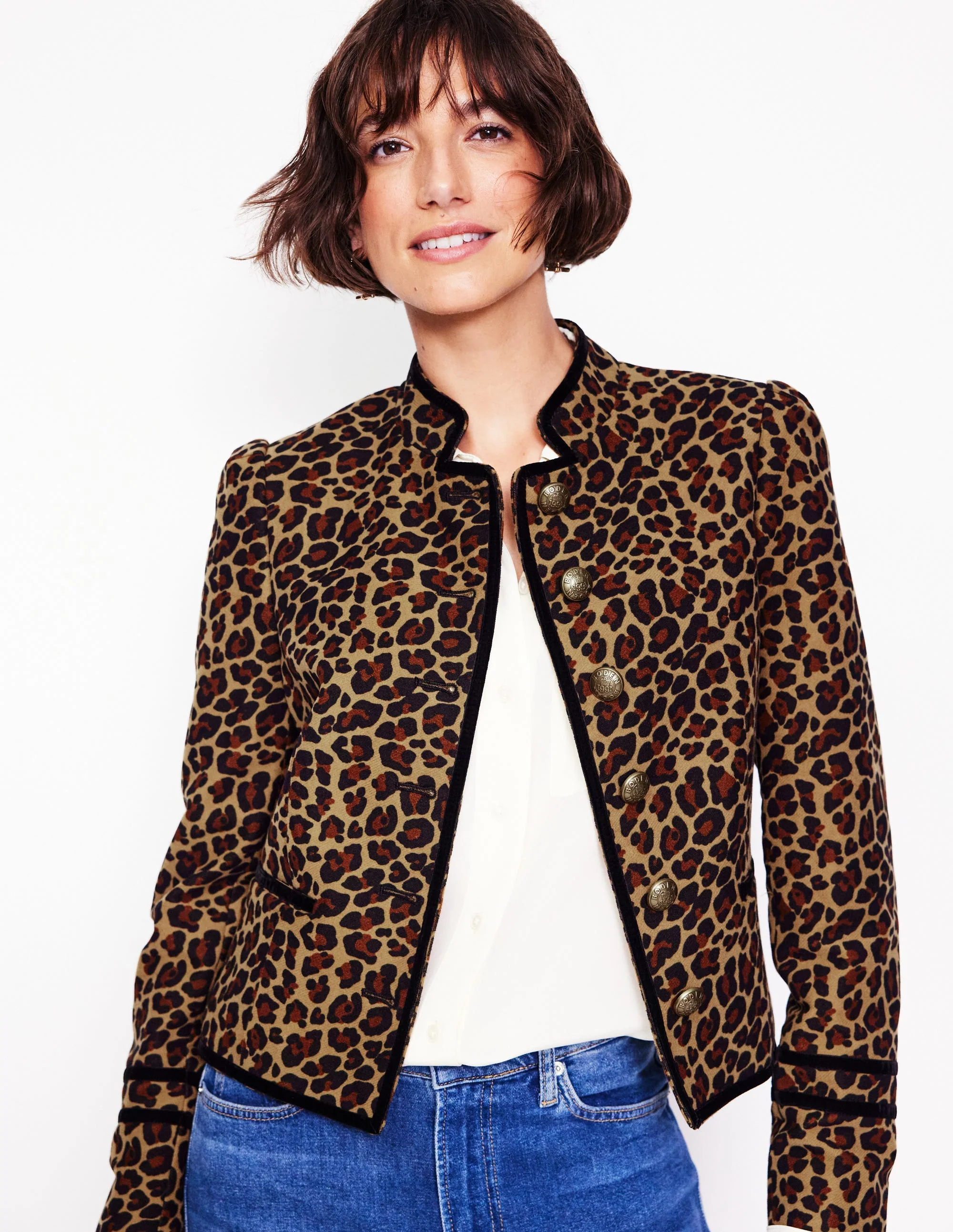 Cambridge Jacke im Military-Look-Mohair, Leopardenmuster - Image 4