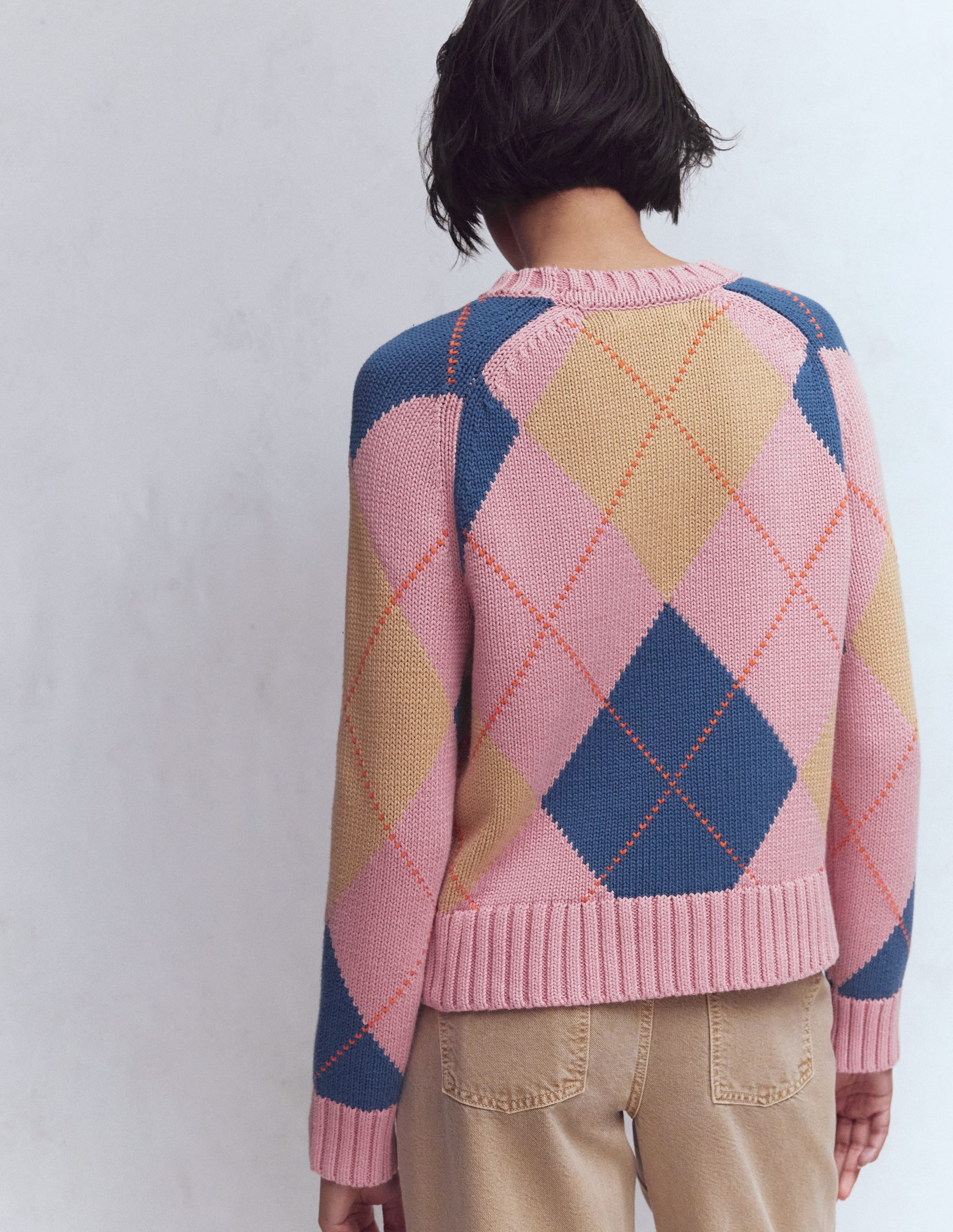 Camilla Argyle-Pullover aus Baumwolle-Rosa Argyle - Image 3