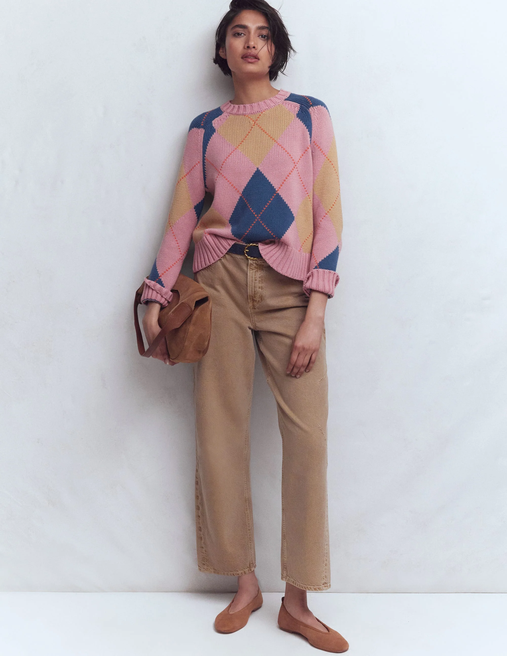 Camilla Argyle-Pullover aus Baumwolle-Rosa Argyle - Image 4