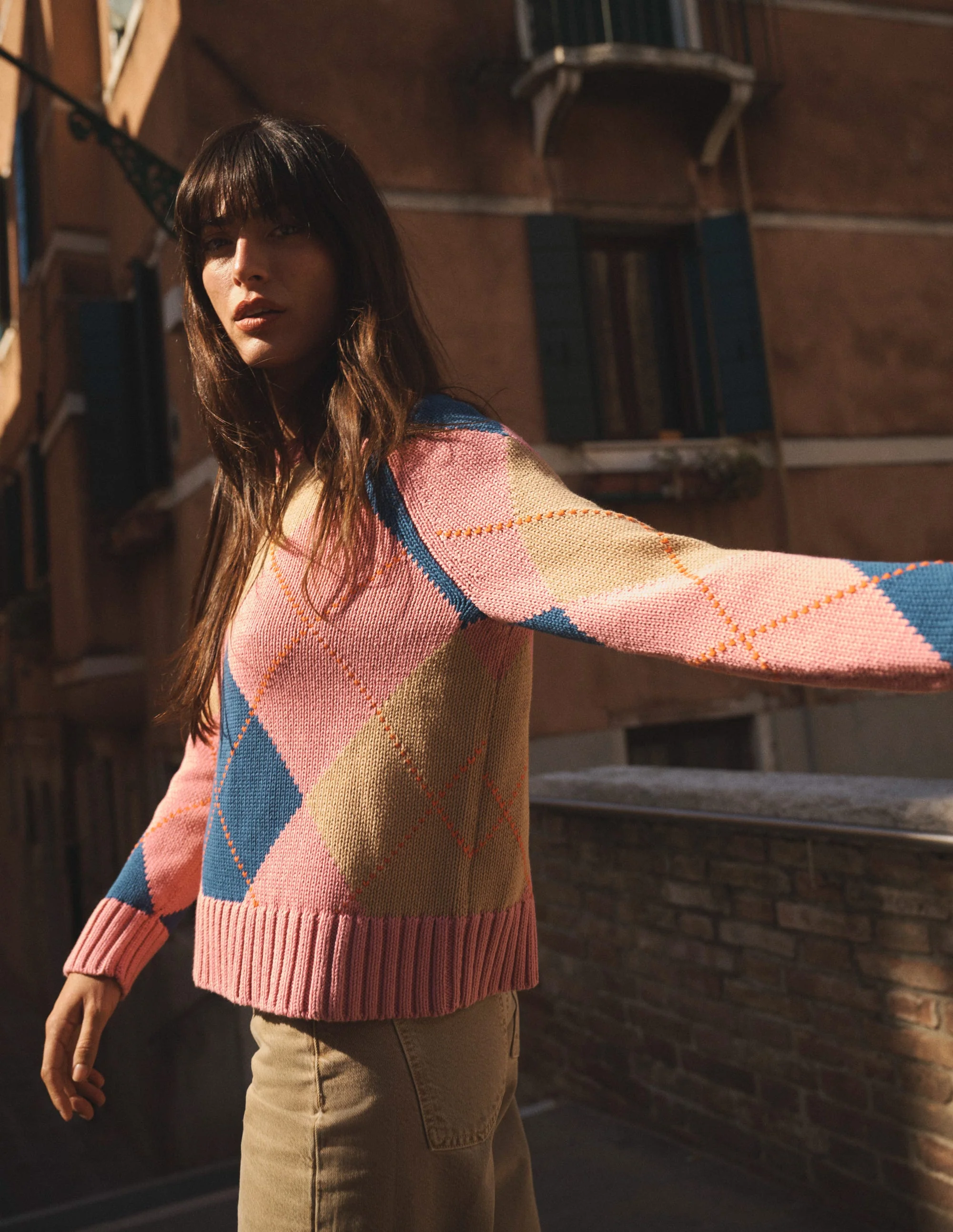 Camilla Argyle-Pullover aus Baumwolle-Rosa Argyle - Image 5