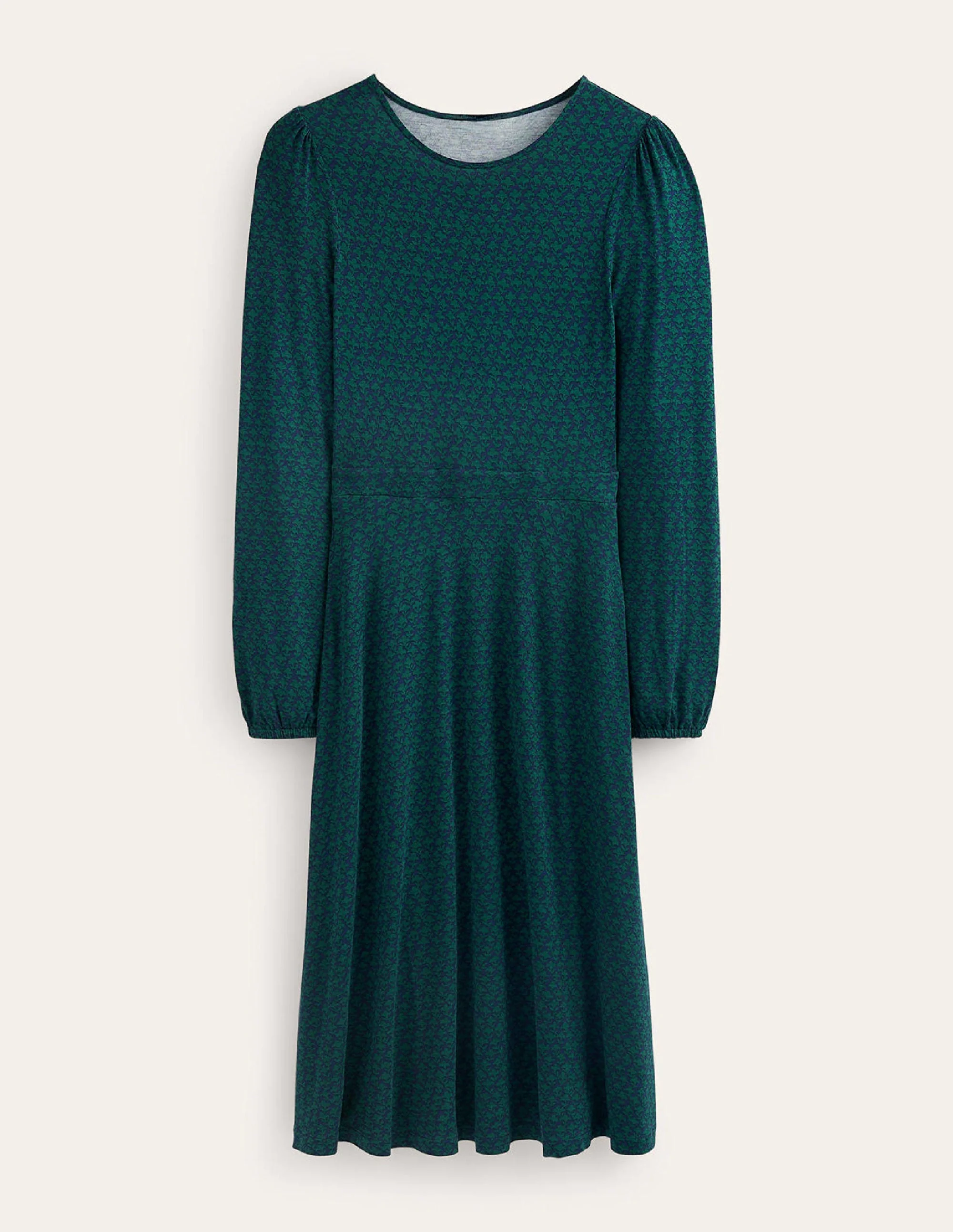 Camille Midikleid aus Jersey-Dunkles Smaragdgrün, Lilienzweig - Image 7