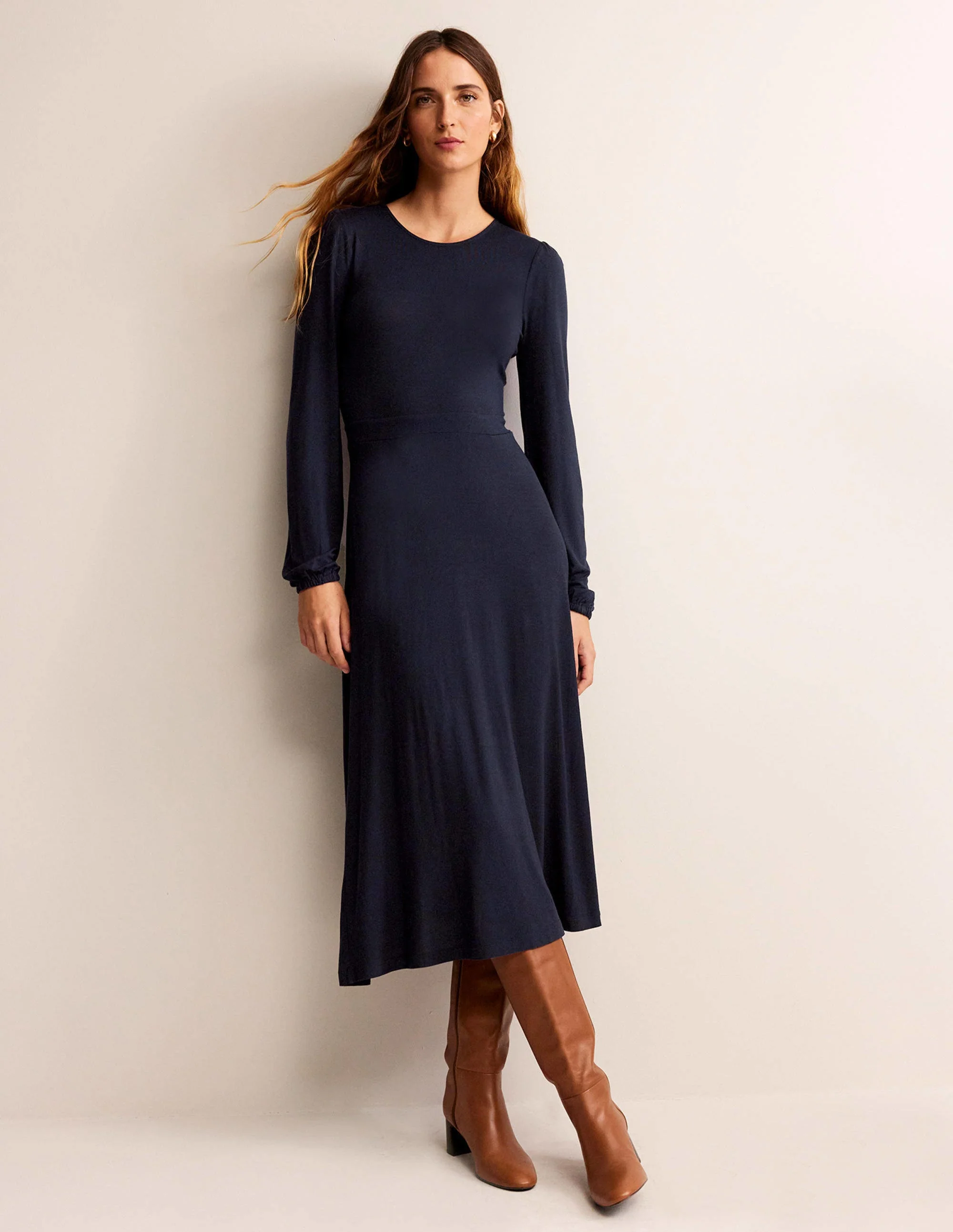 Camille Midikleid aus Jersey-Marineblau - Image 2