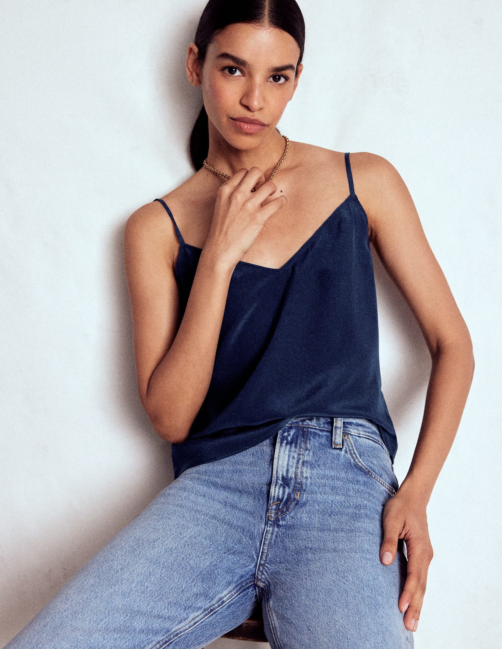 Camisole aus Seide-Aqua Marine Marl