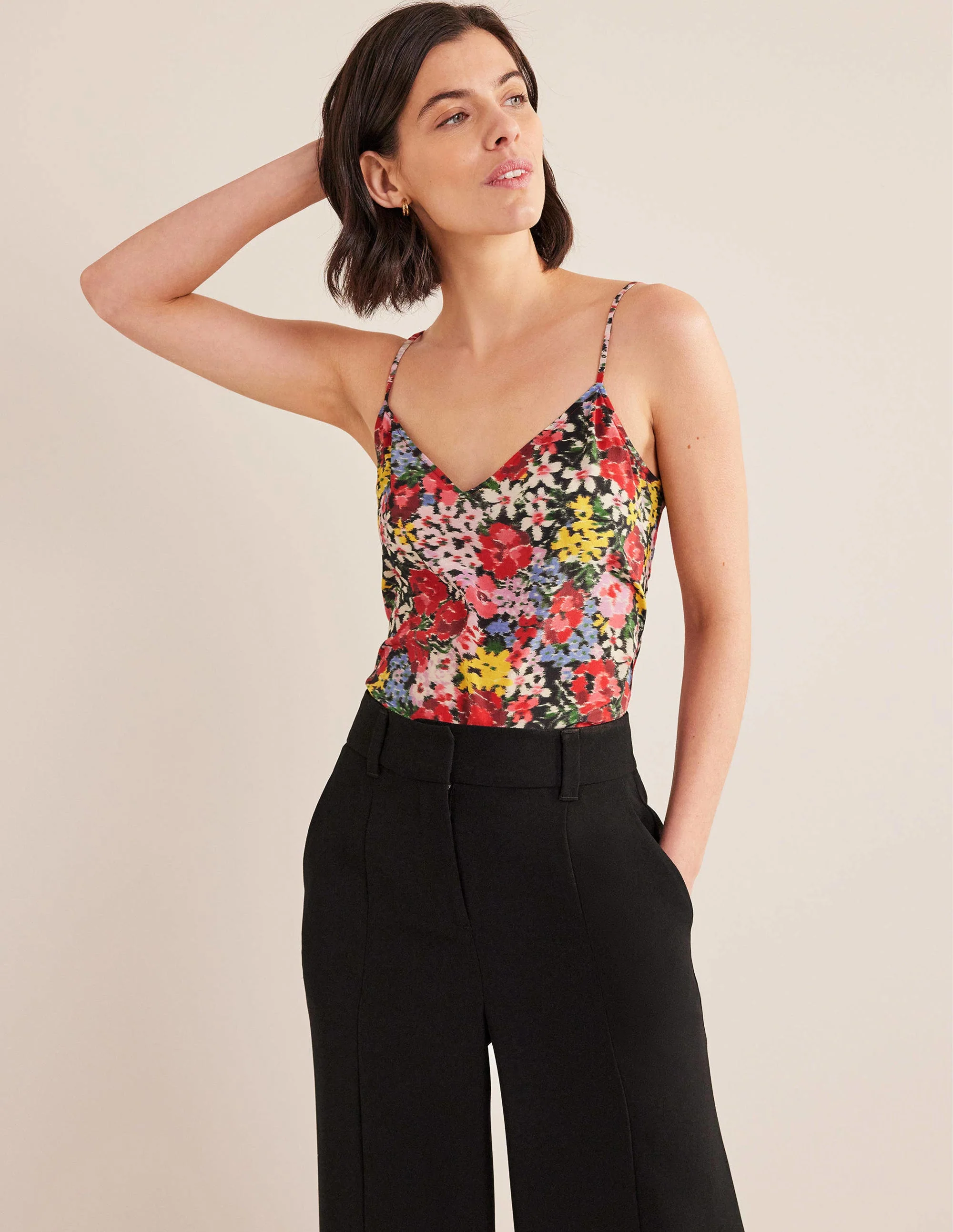 Camisole aus Seide-Bunt, Moiré-Blüten