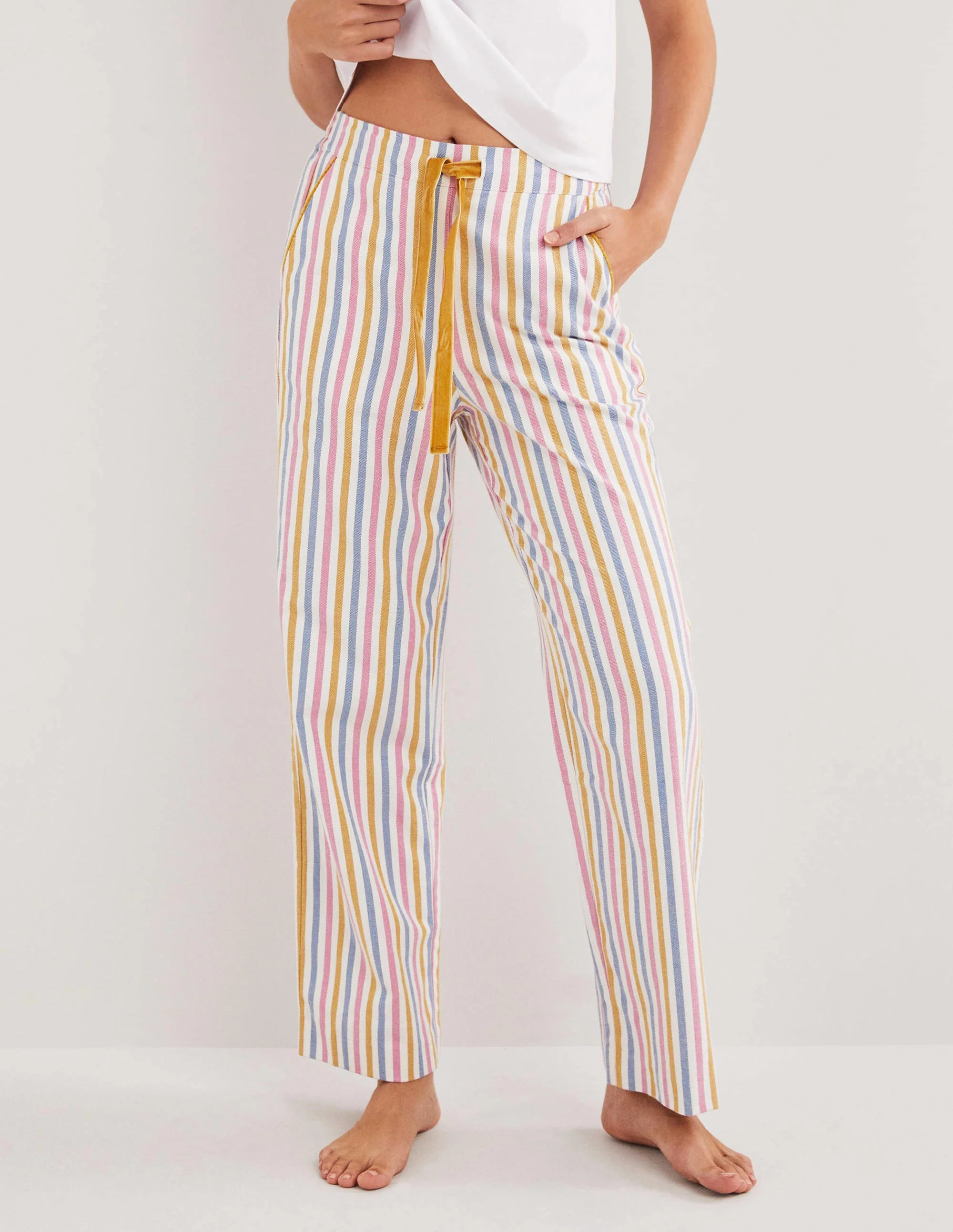 Candy-Stripe Pyjama Bottoms-Rivierablau, Gestreift - Image 4