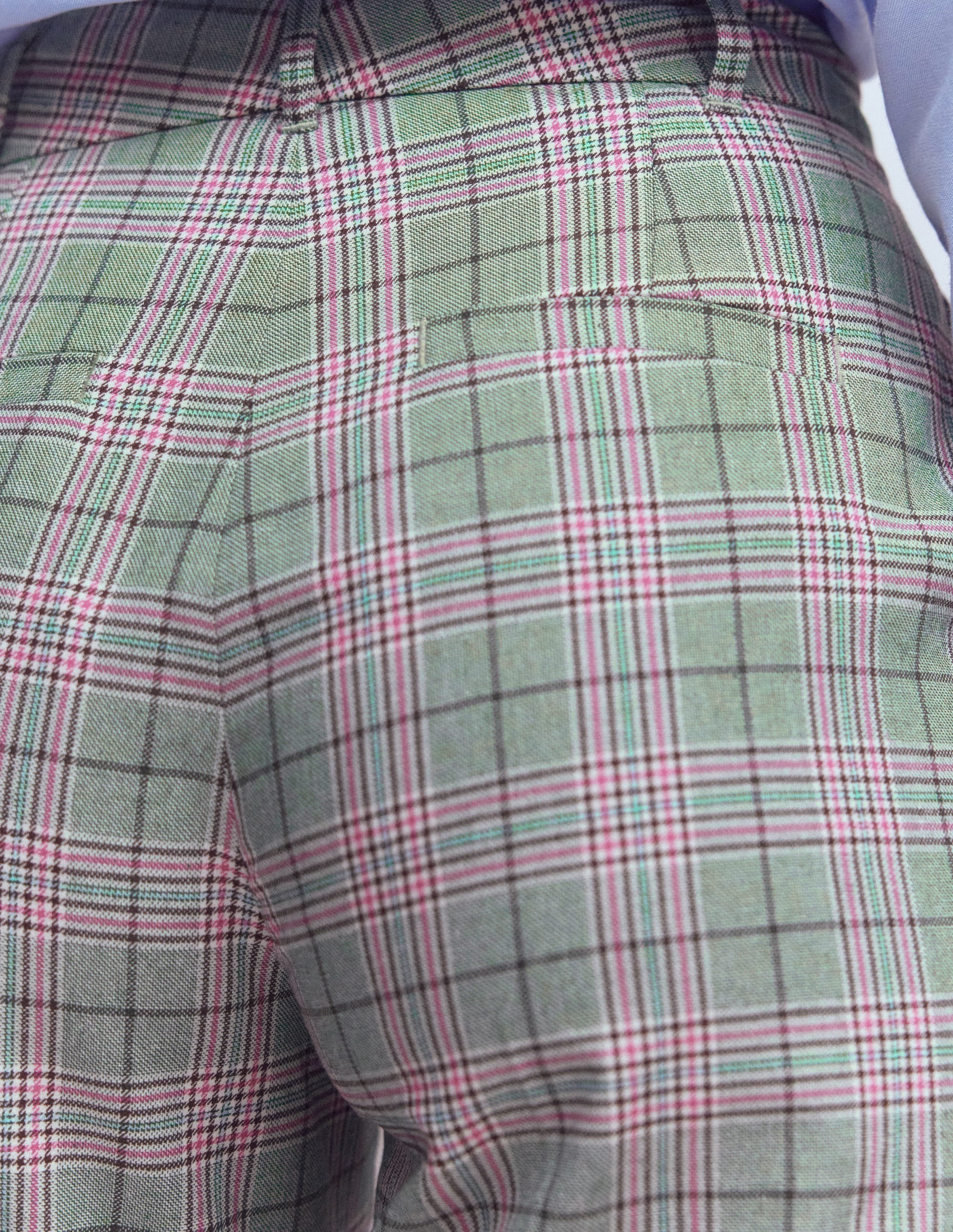 Canonbury Taillierte Hose-Grün, Rosa und Braun Kariert - Image 5