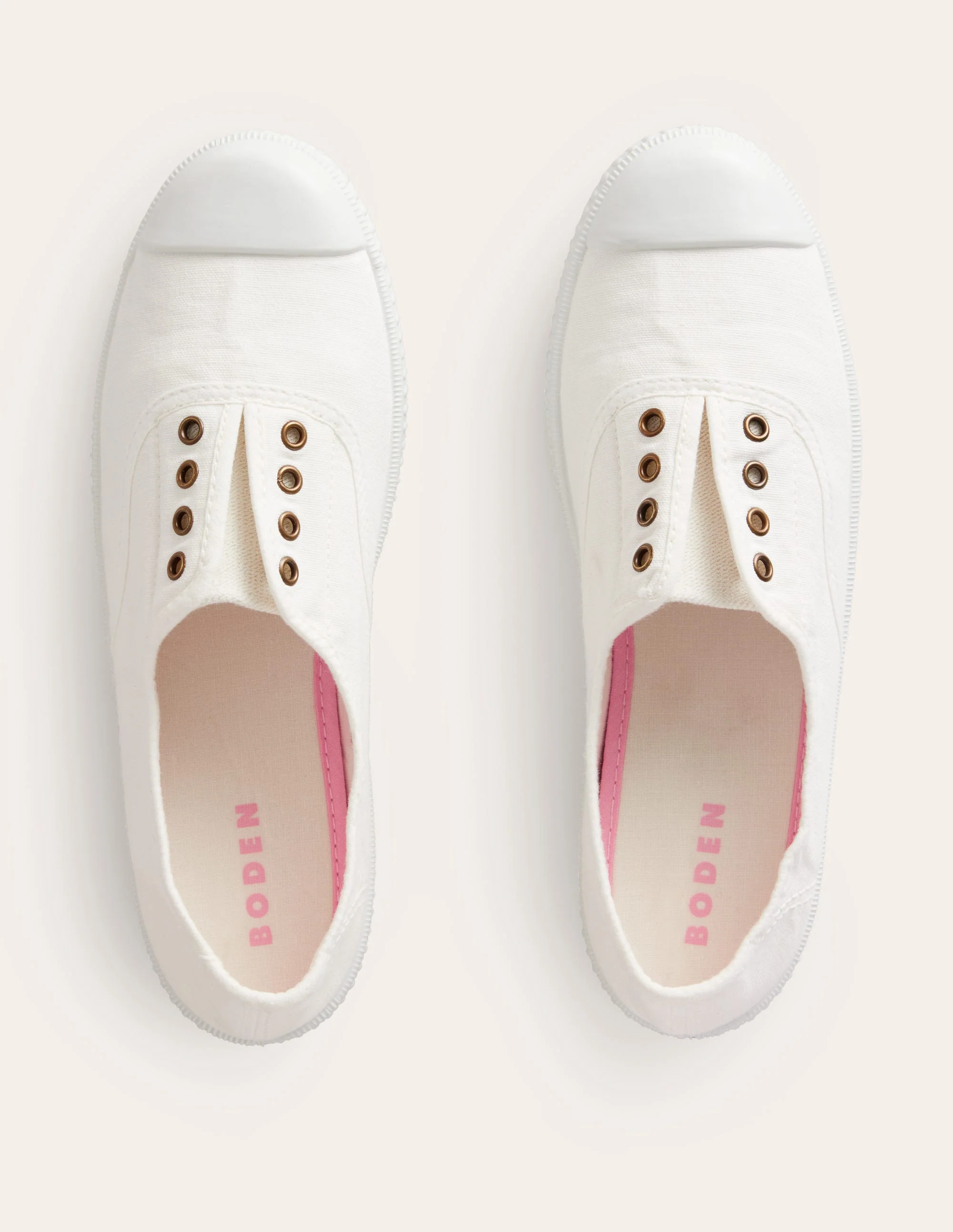 Canvas-Turnschuhe ohne Schnürung-Ivory and Navy Spot - Image 5