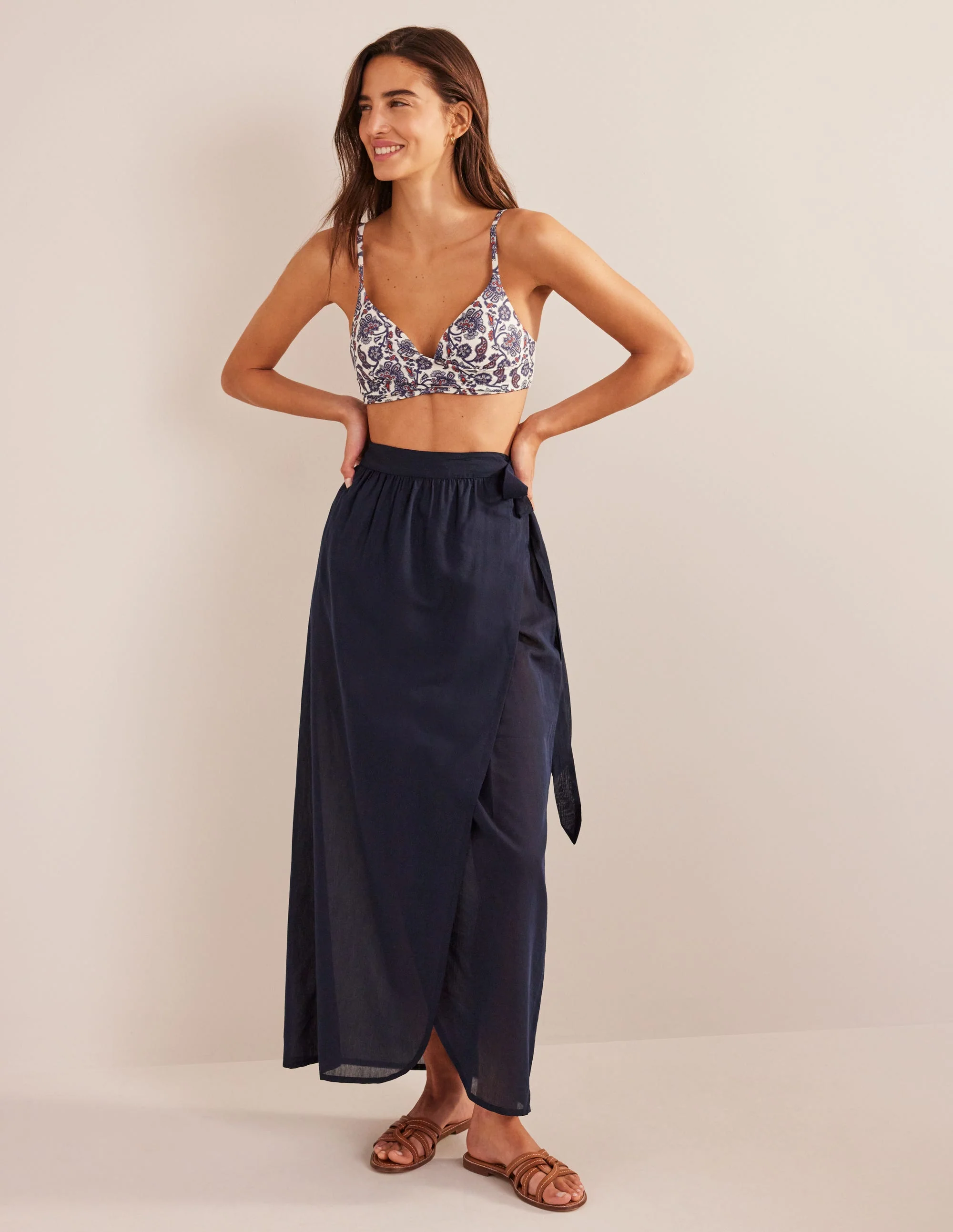 Capri Bikinioberteil mit Körbchen-Naturweiß/Blau, Paisleymuster - Image 4