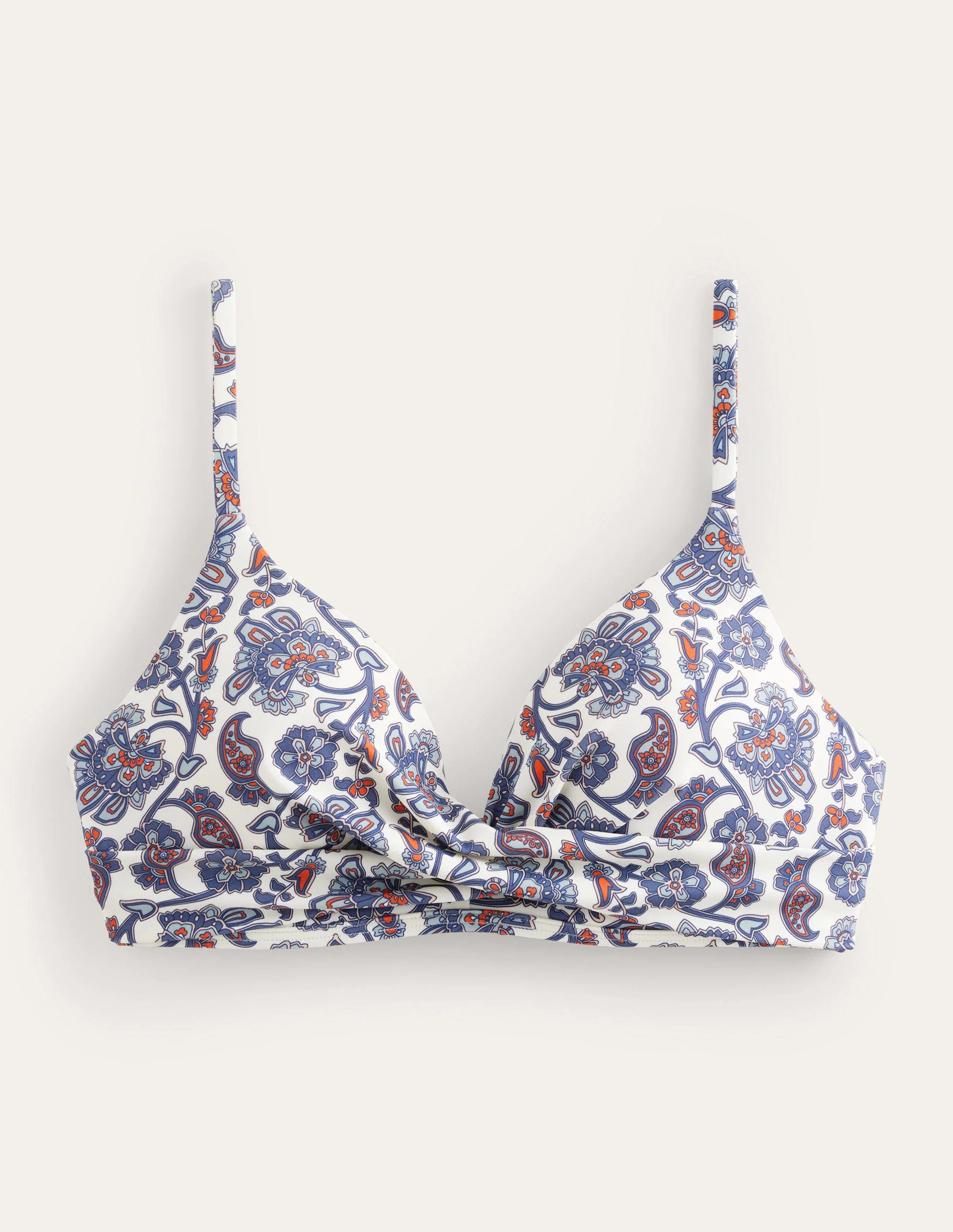 Capri Bikinioberteil mit Körbchen-Naturweiß/Blau, Paisleymuster - Image 7