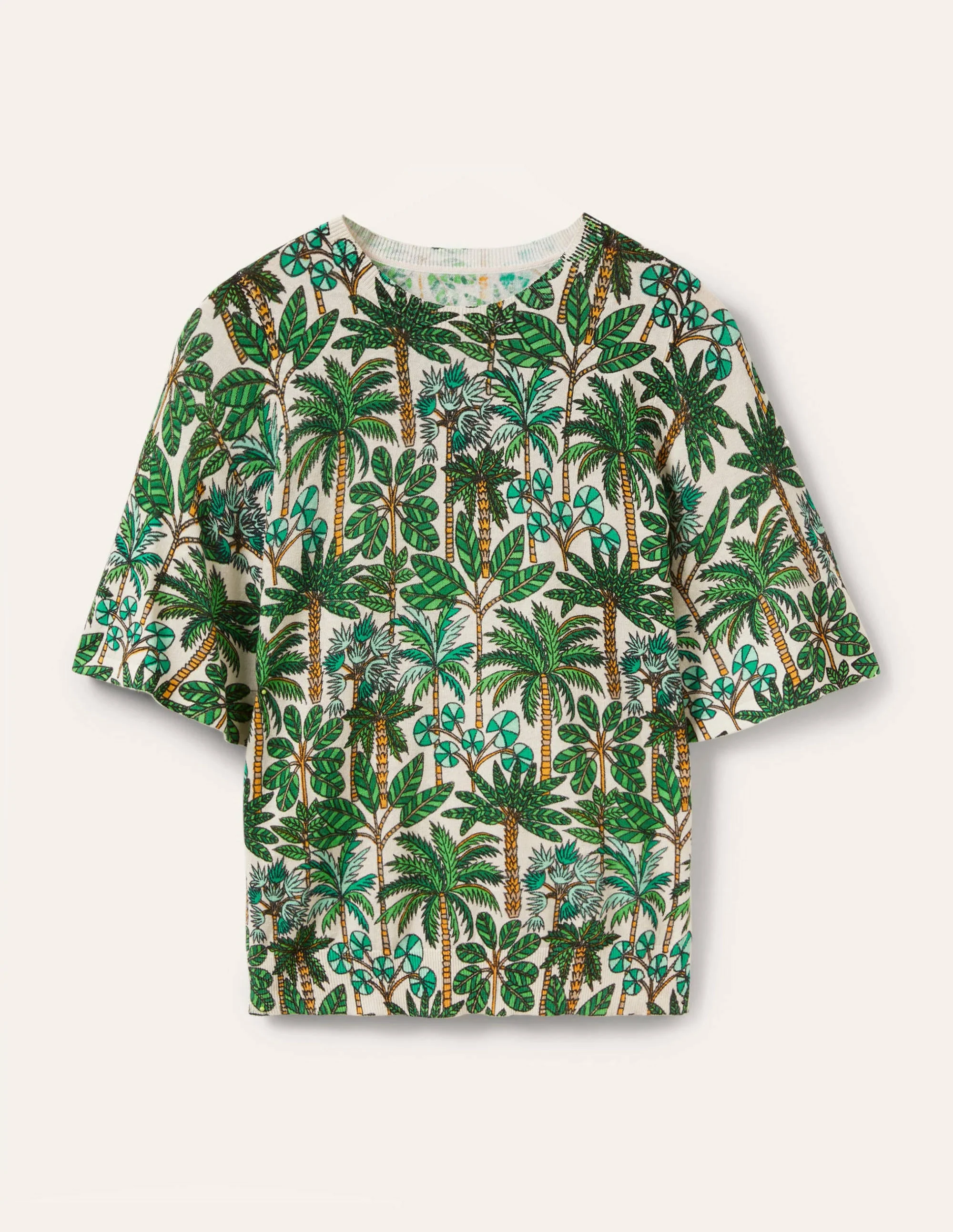 Cara Strick-T-Shirt-Naturweiß, Palmenwald - Image 5