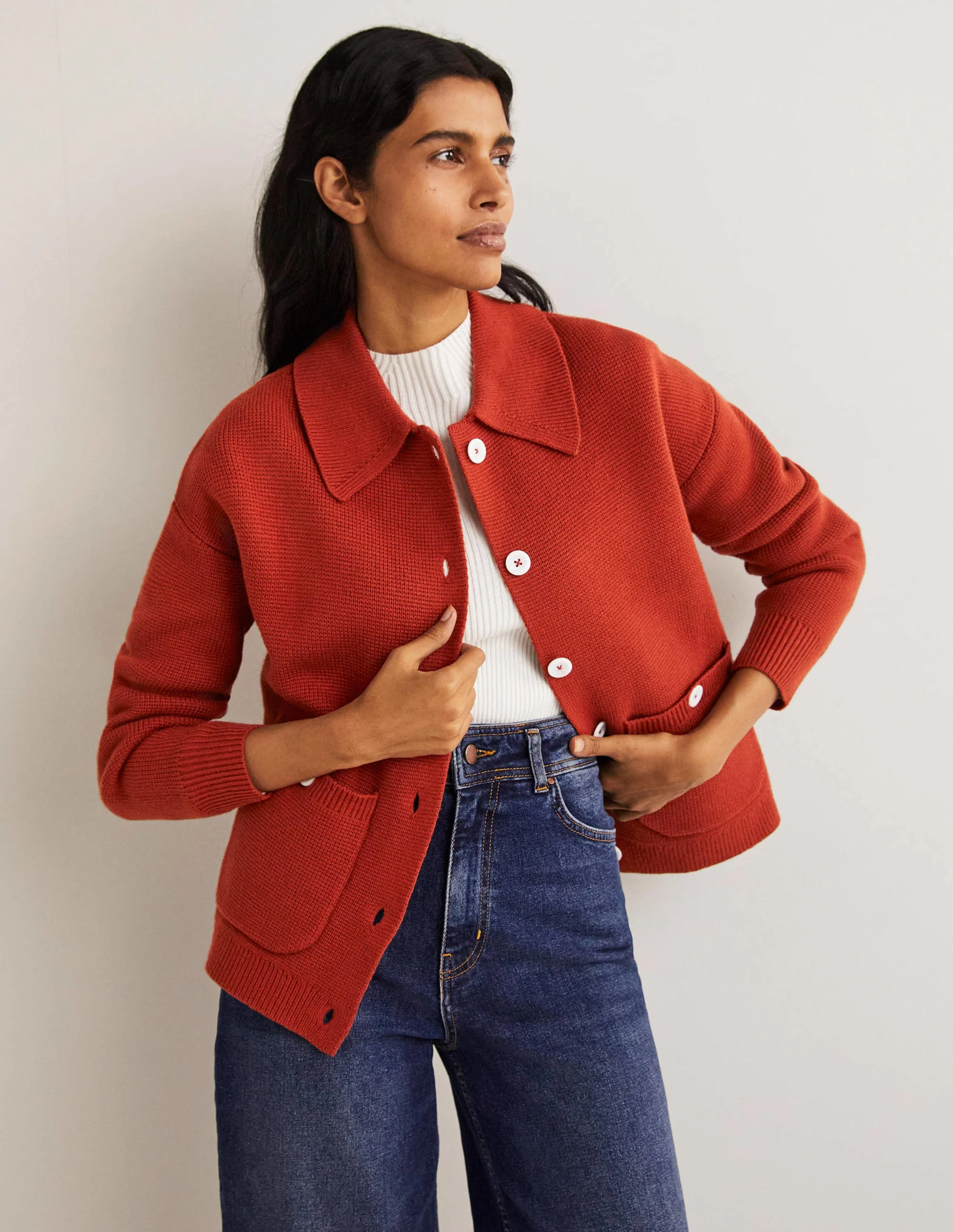 Cardigan aus einer Wollmischung-Rostbraun