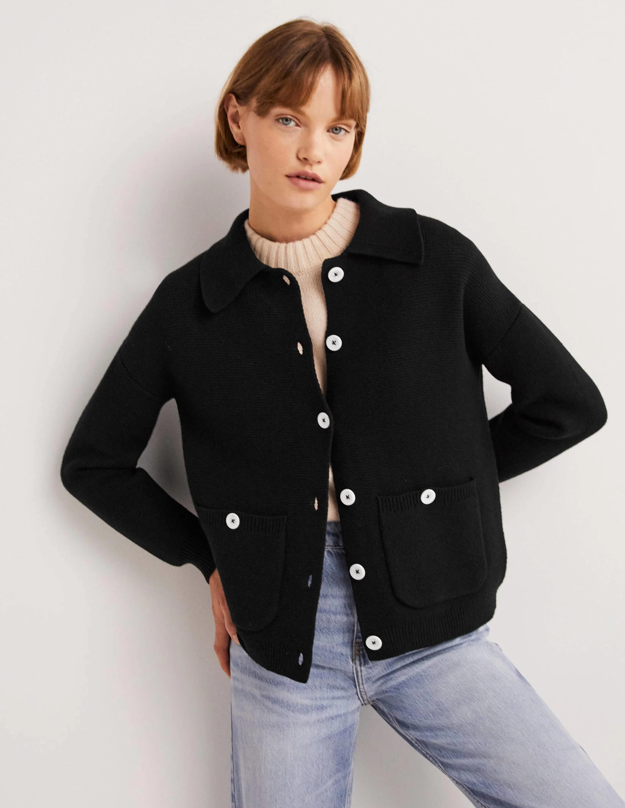 Cardigan aus einer Wollmischung-Schwarz