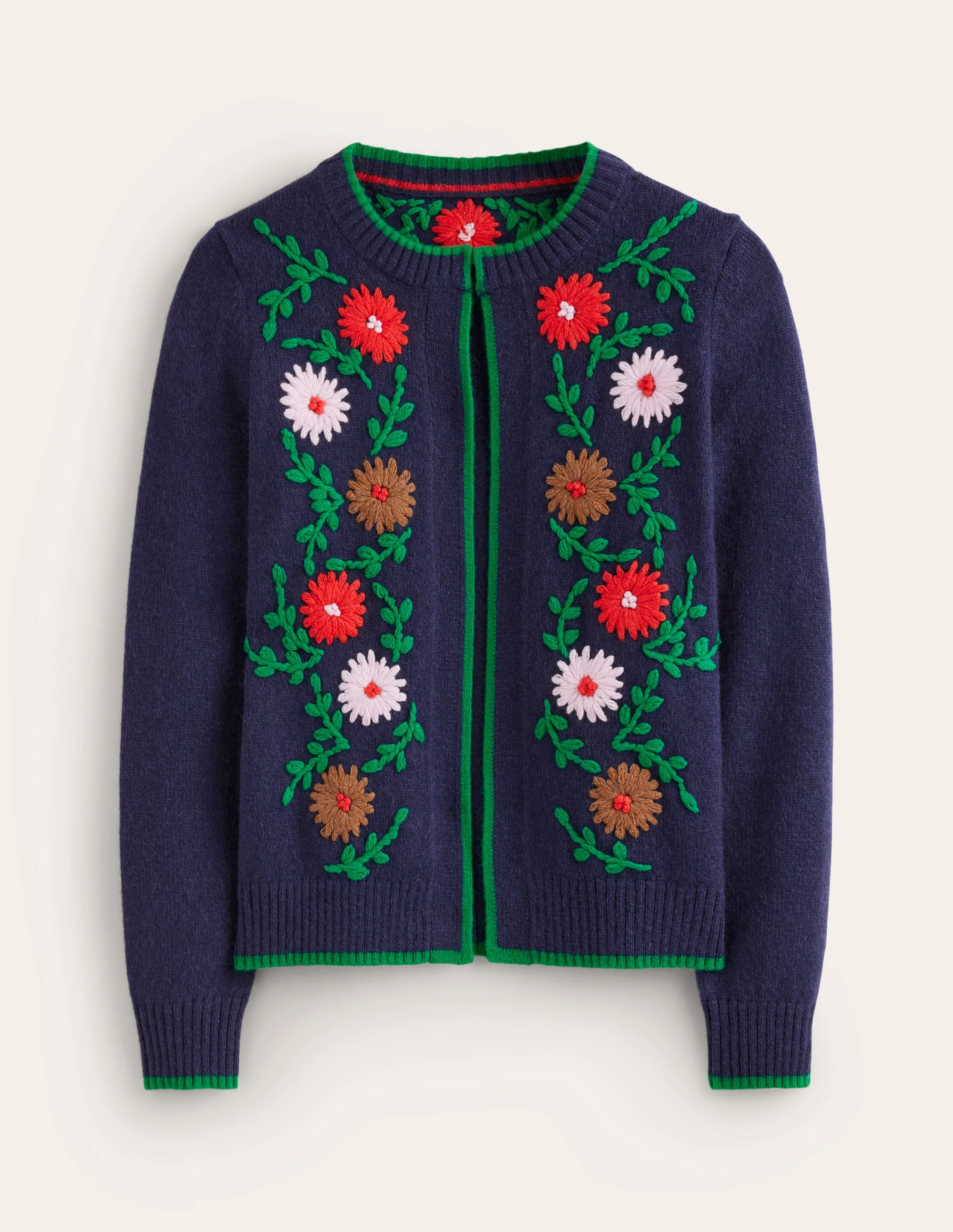 Cardigan mit Blumenstickerei-Aqua Marine Marl - Image 5