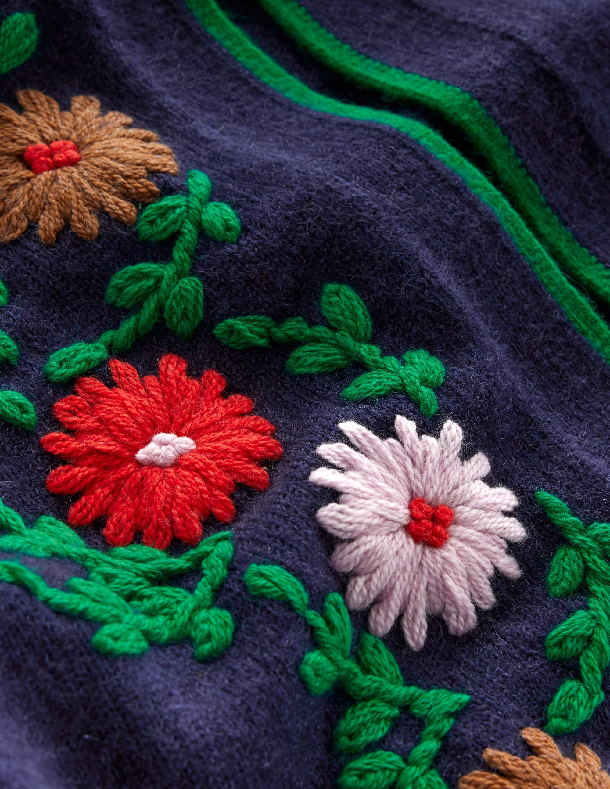 Cardigan mit Blumenstickerei-Aqua Marine Marl - Image 6