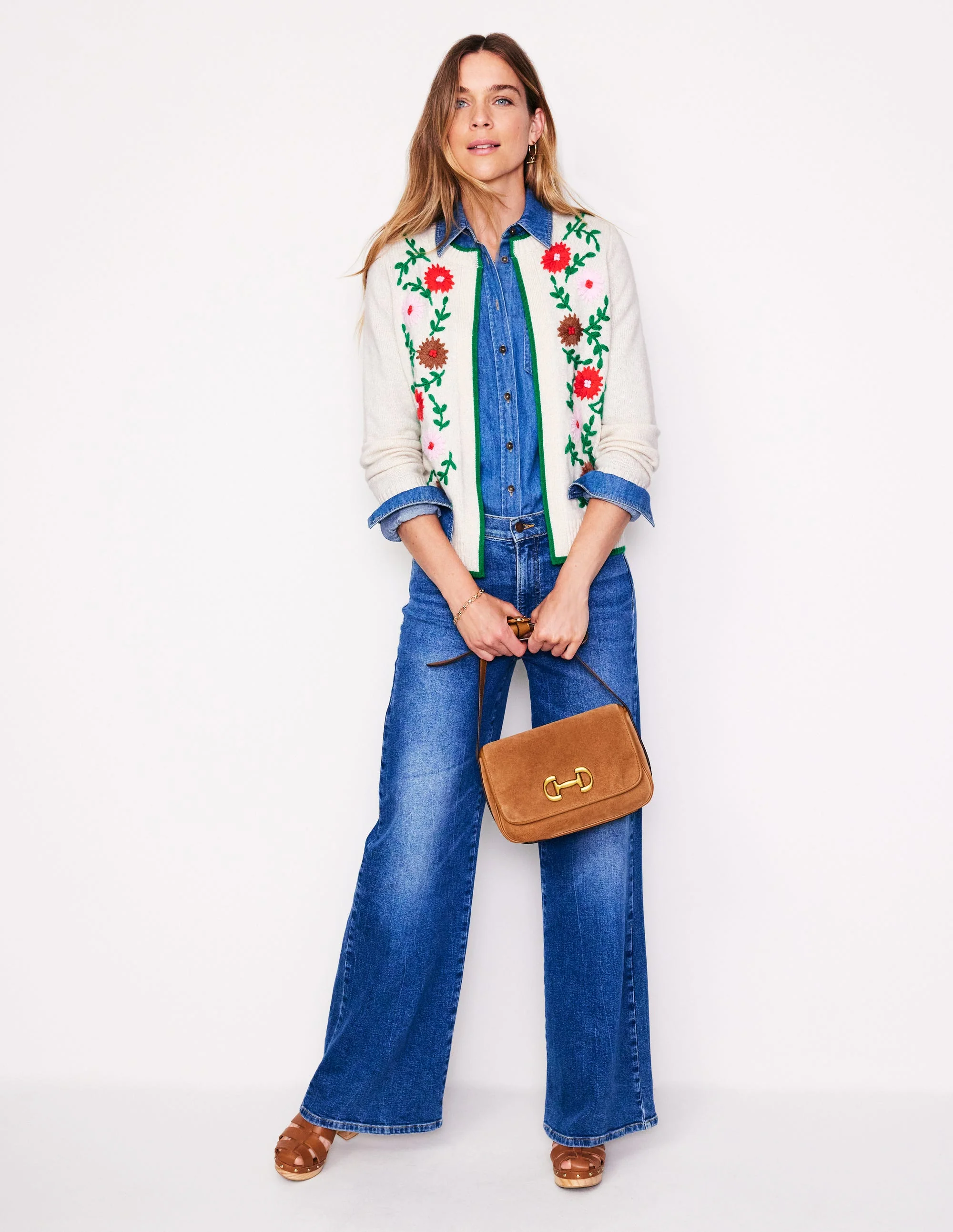 Cardigan mit Blumenstickerei-Black - Image 4