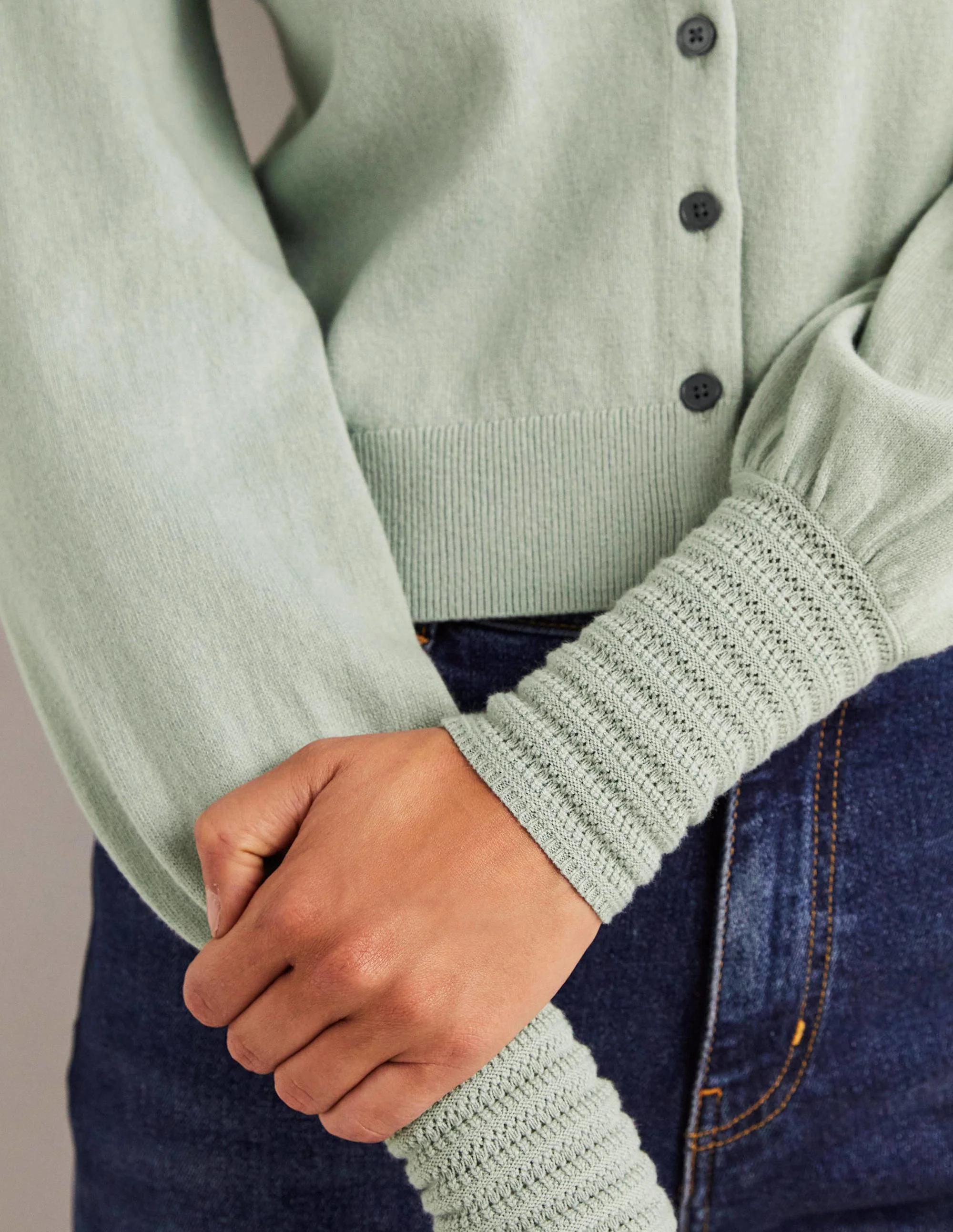 Cardigan mit Pointelle-Detail-Jadeitgrün - Image 2