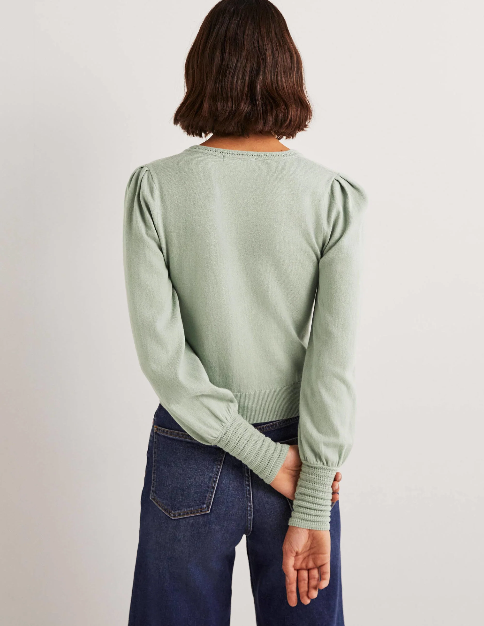 Cardigan mit Pointelle-Detail-Jadeitgrün - Image 3