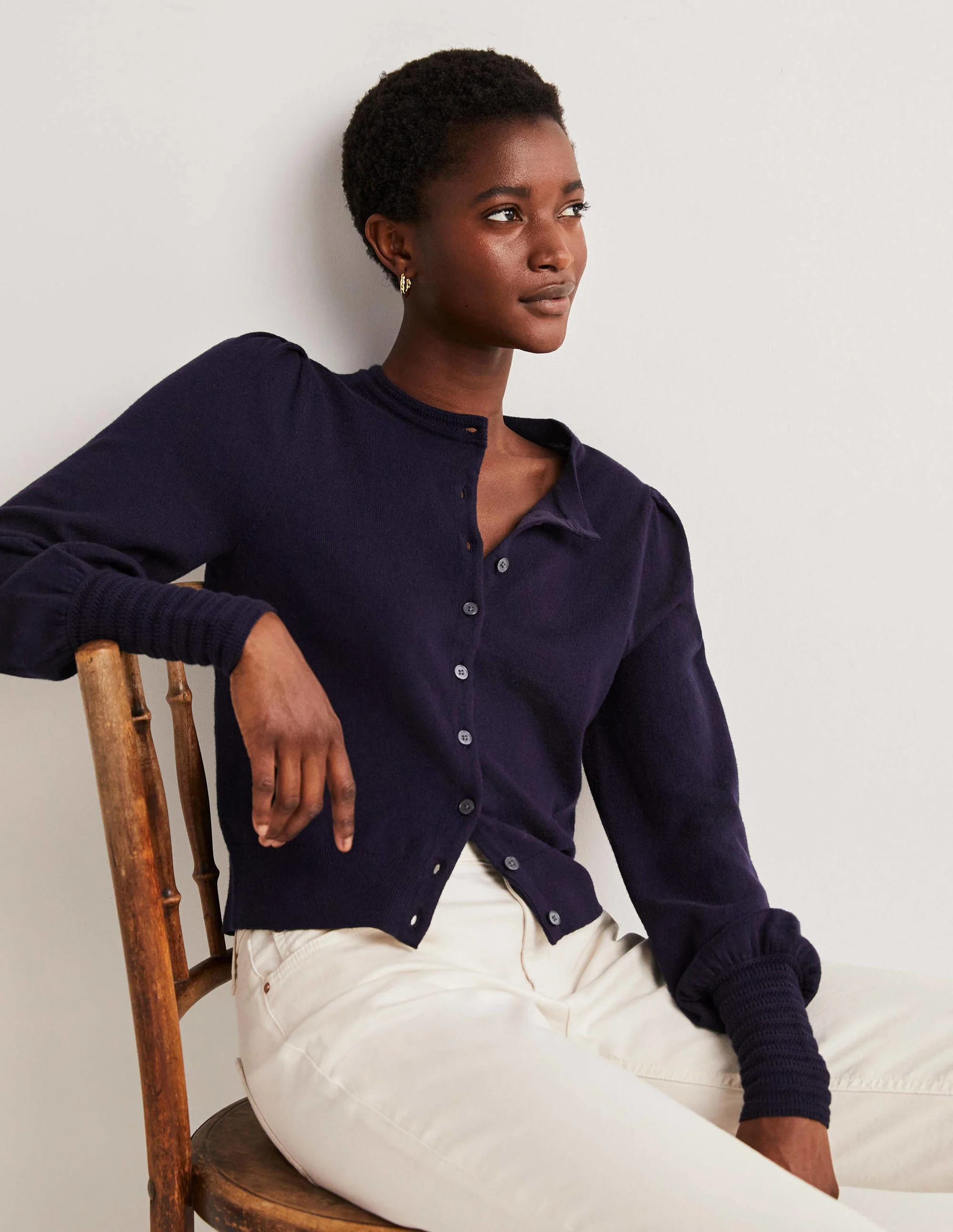 Cardigan mit Pointelle-Detail-Marineblau