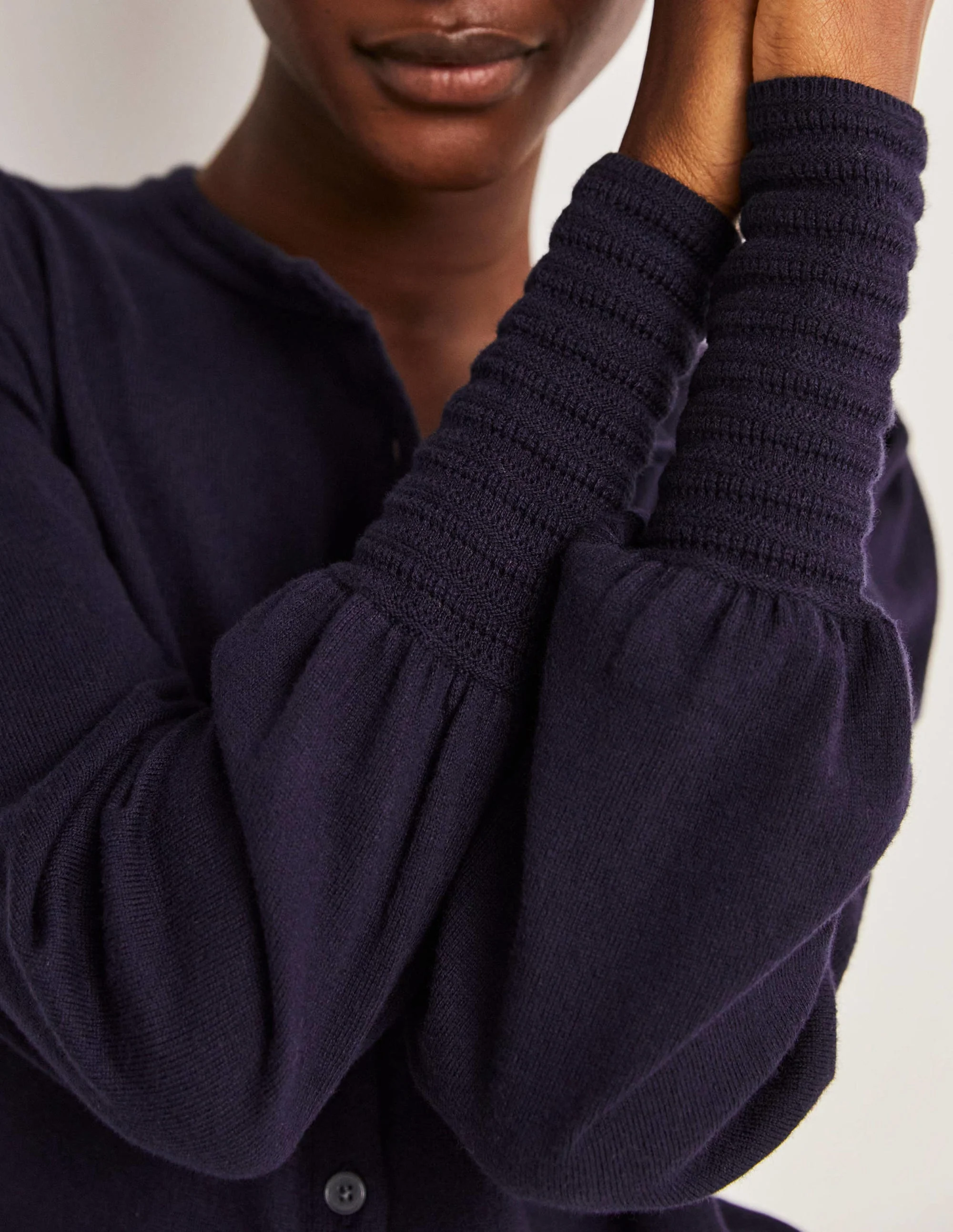 Cardigan mit Pointelle-Detail-Marineblau - Image 2