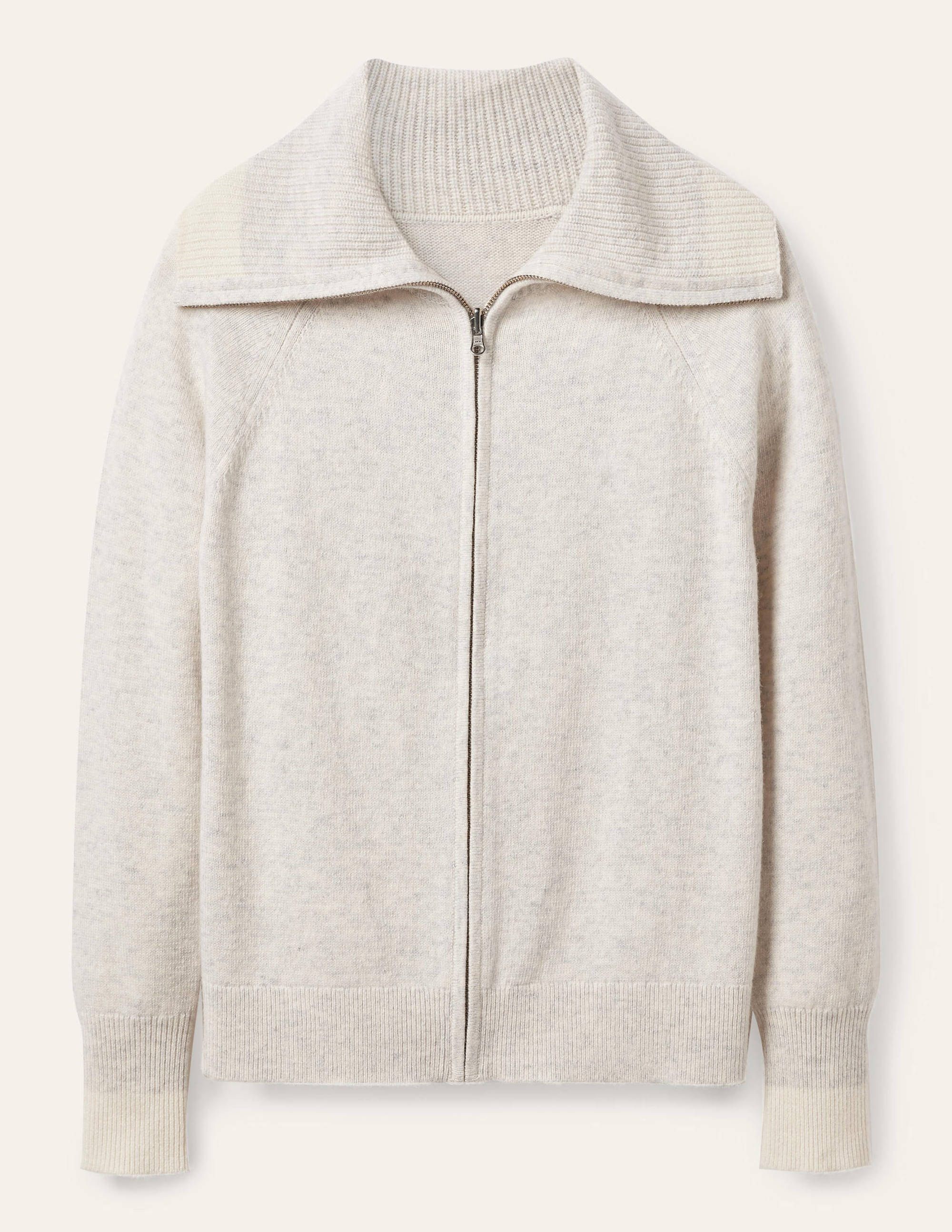 Cardigan mit Reißverschluss und Kragen-Silber Melange - Image 6