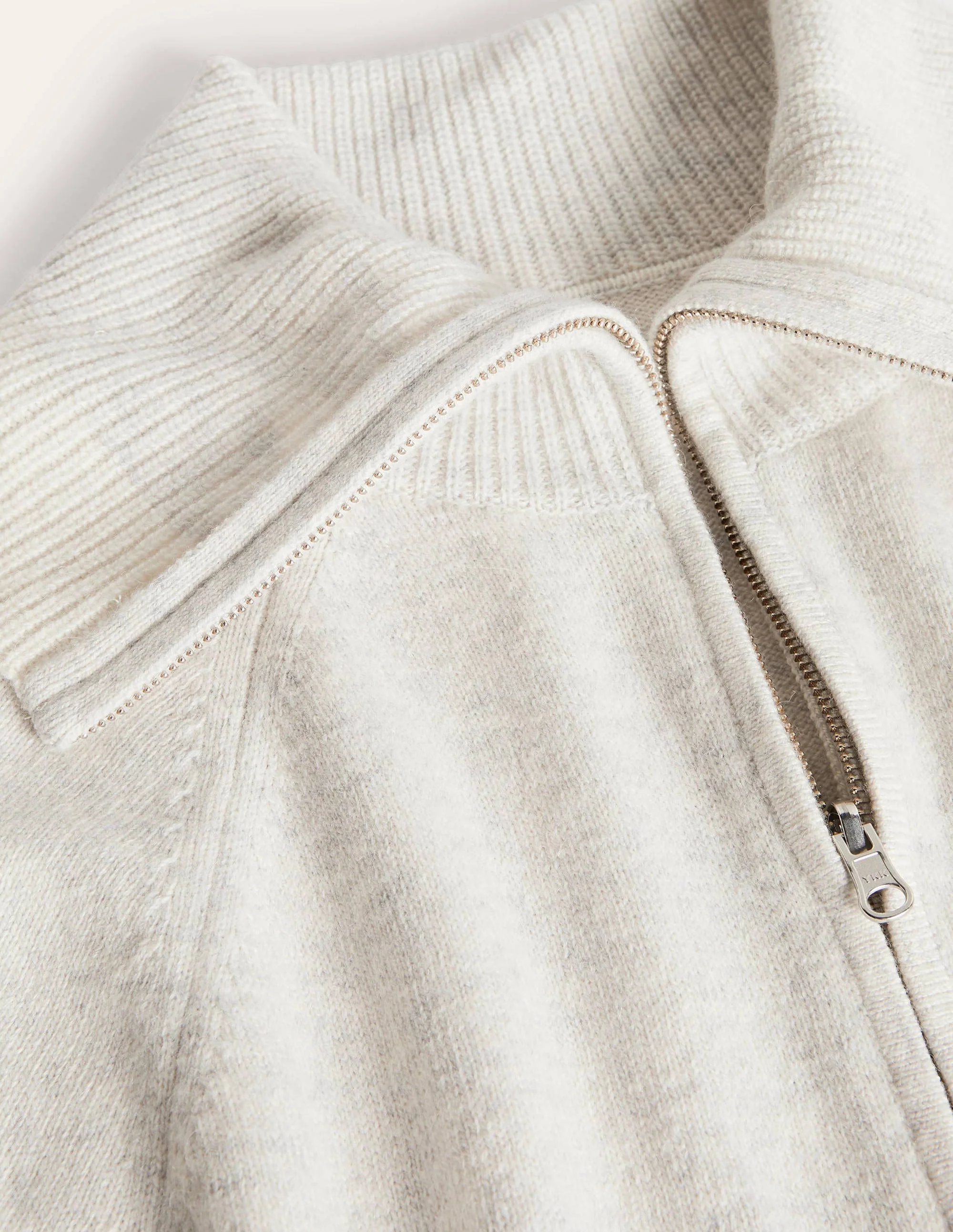 Cardigan mit Reißverschluss und Kragen-Silber Melange - Image 7