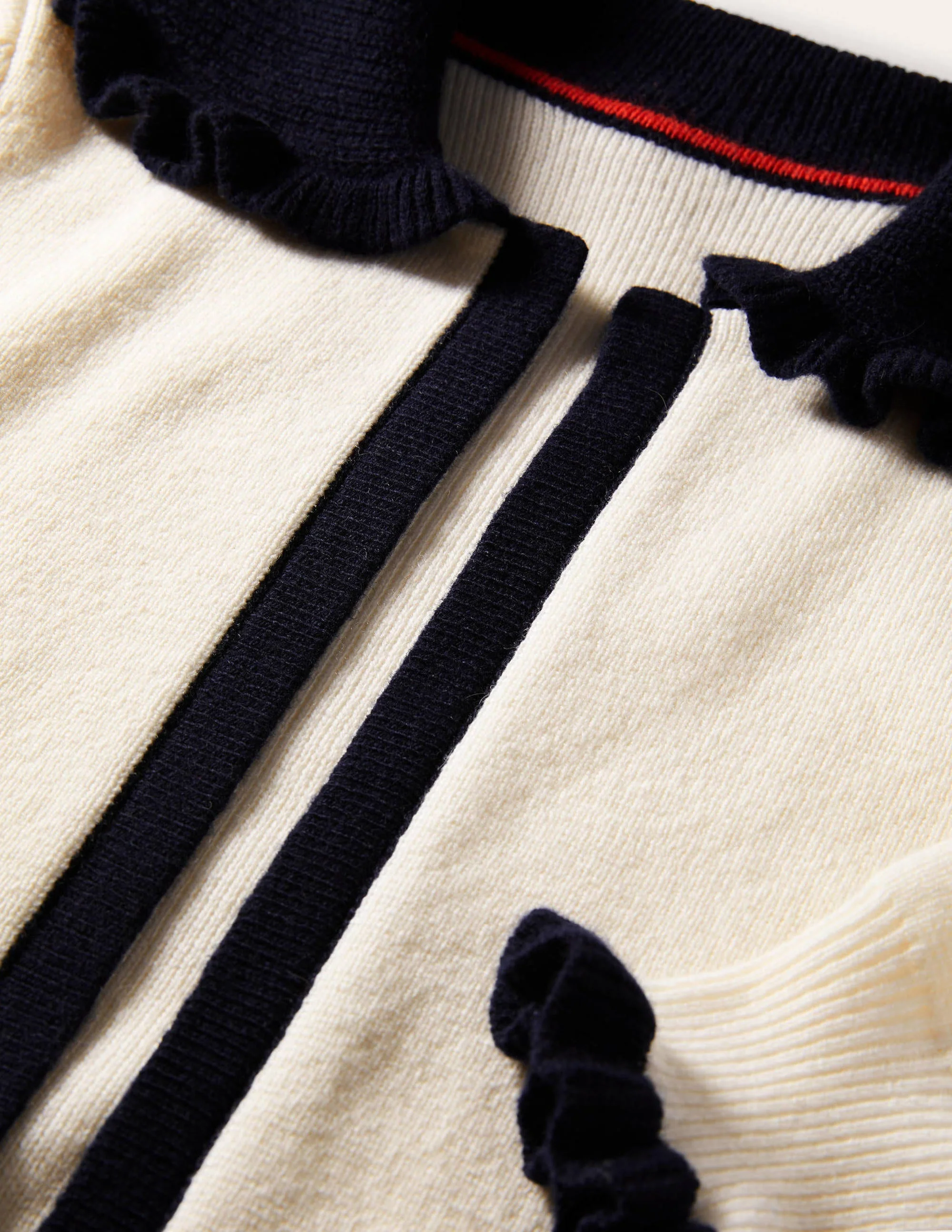 Cardigan mit Rüschenkragen-Naturweiß/Navy - Image 6
