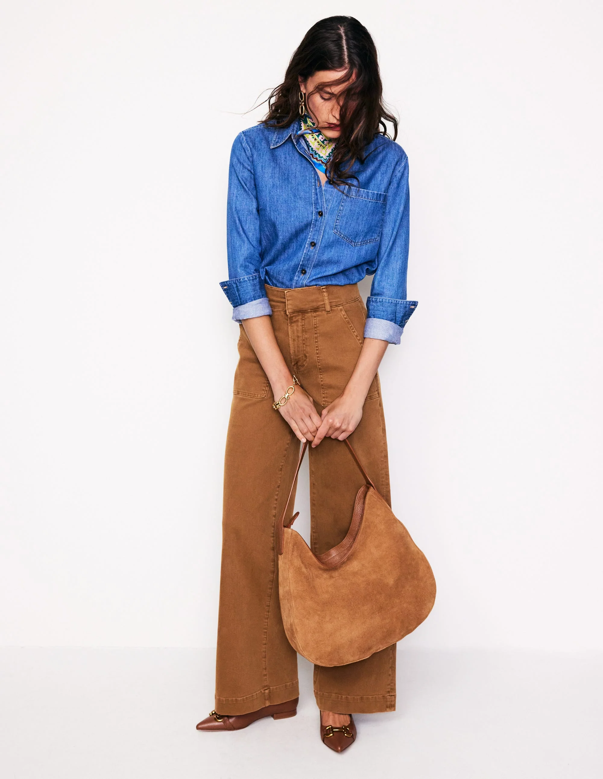 Cargohose mit weitem Bein-Kamelbraun