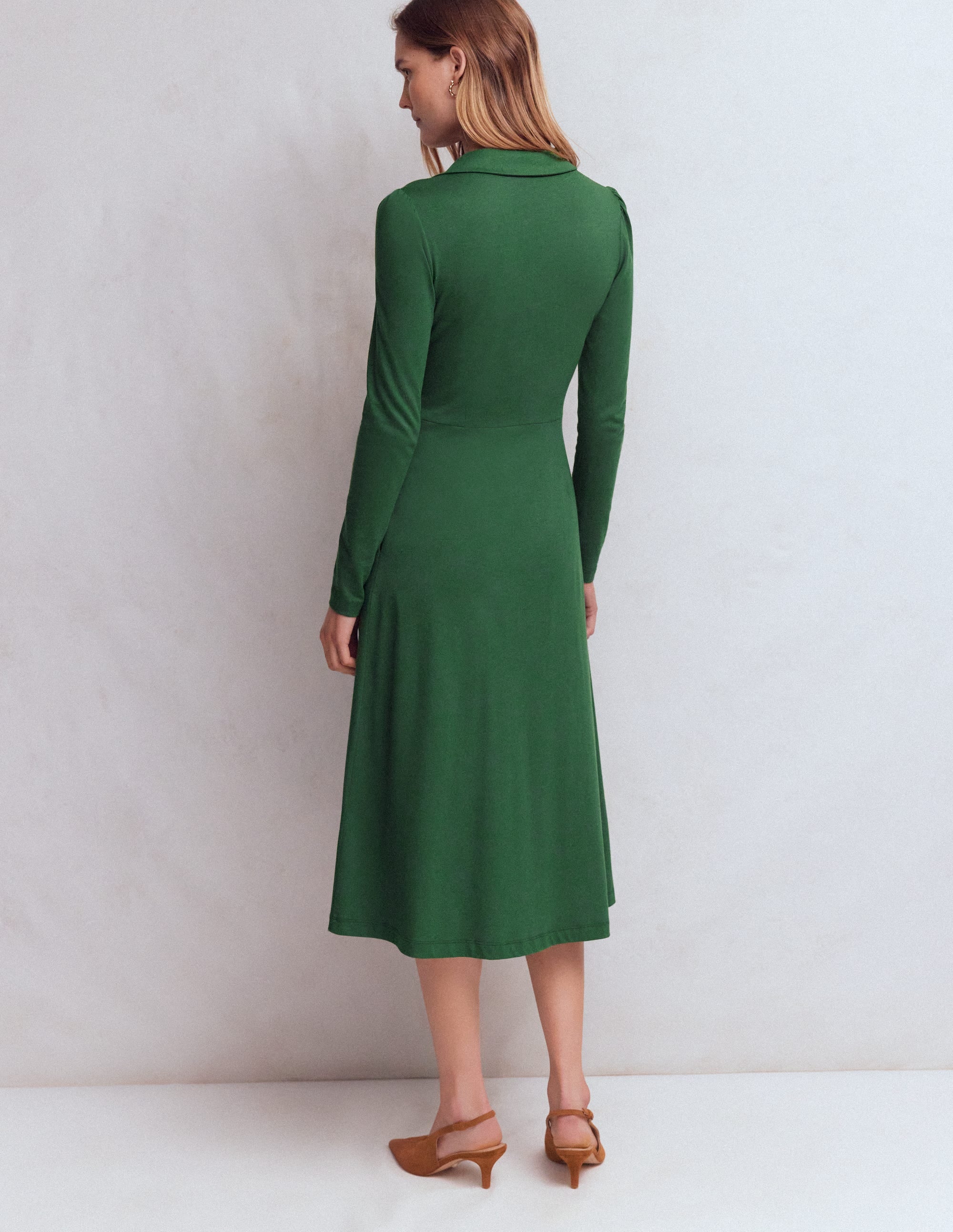 Carla Jersey-Wickelkleid-Jagdgrün - Image 3