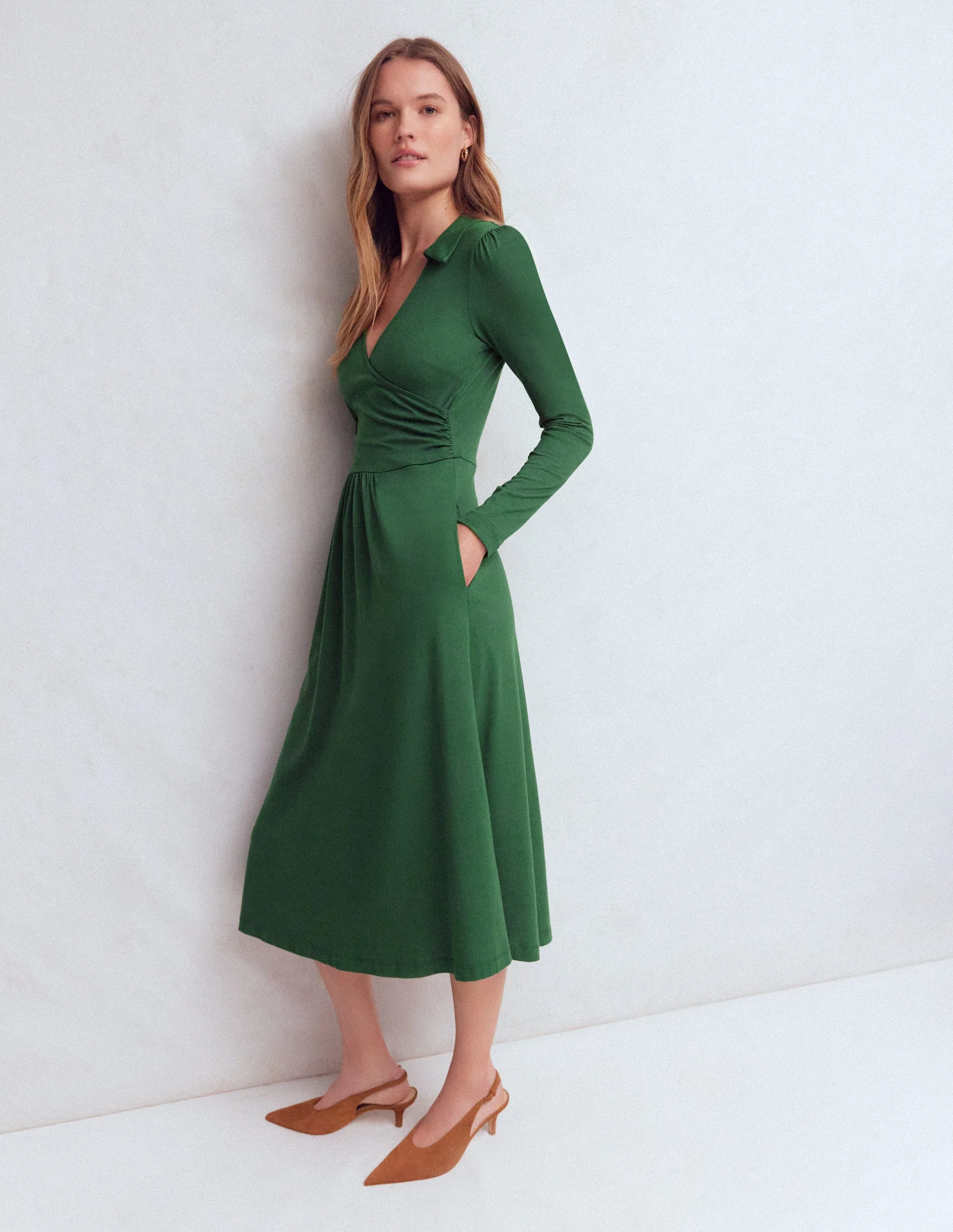 Carla Jersey-Wickelkleid-Jagdgrün - Image 4