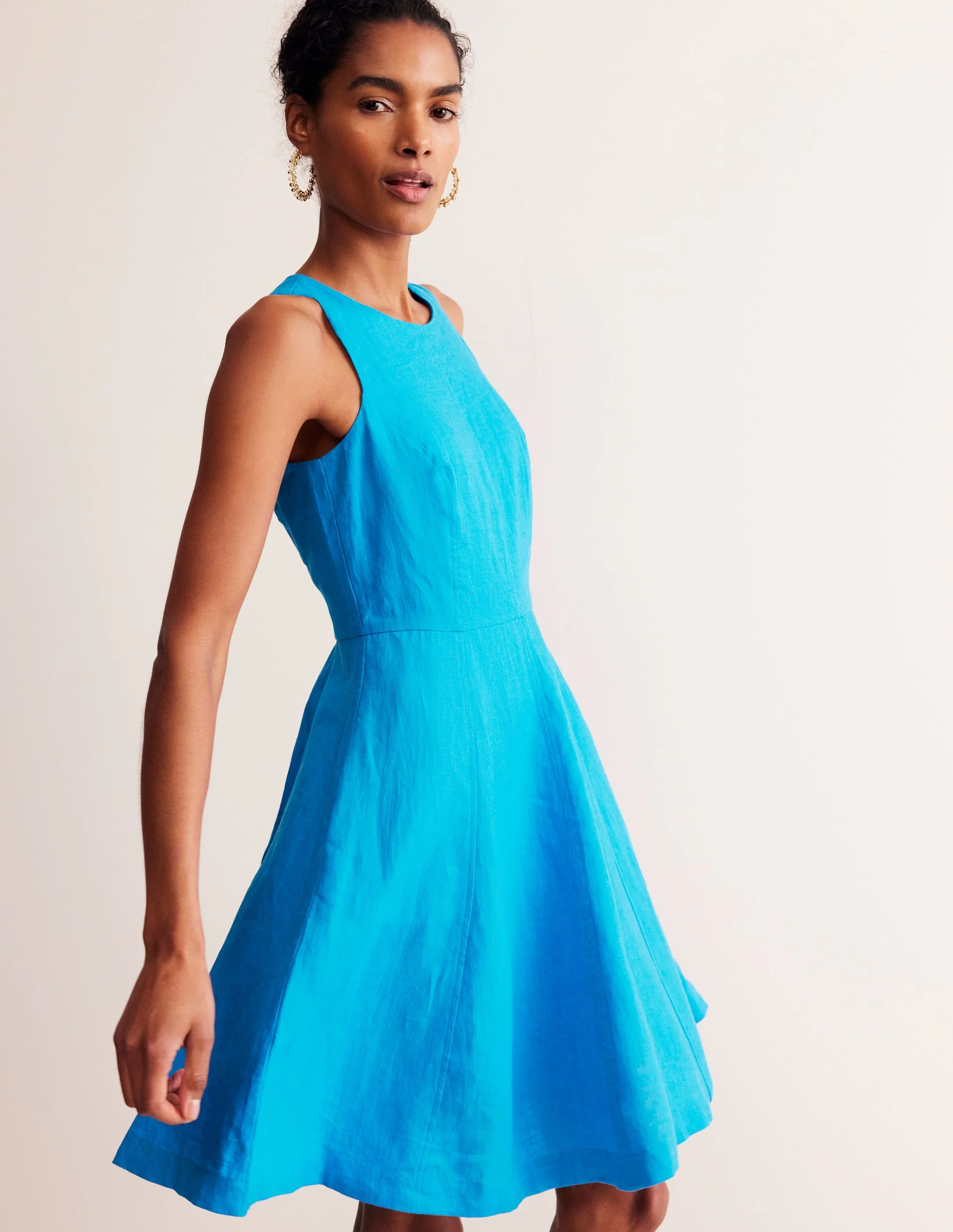 Carla Kurzes Leinenkleid-Blitzblau - Image 2