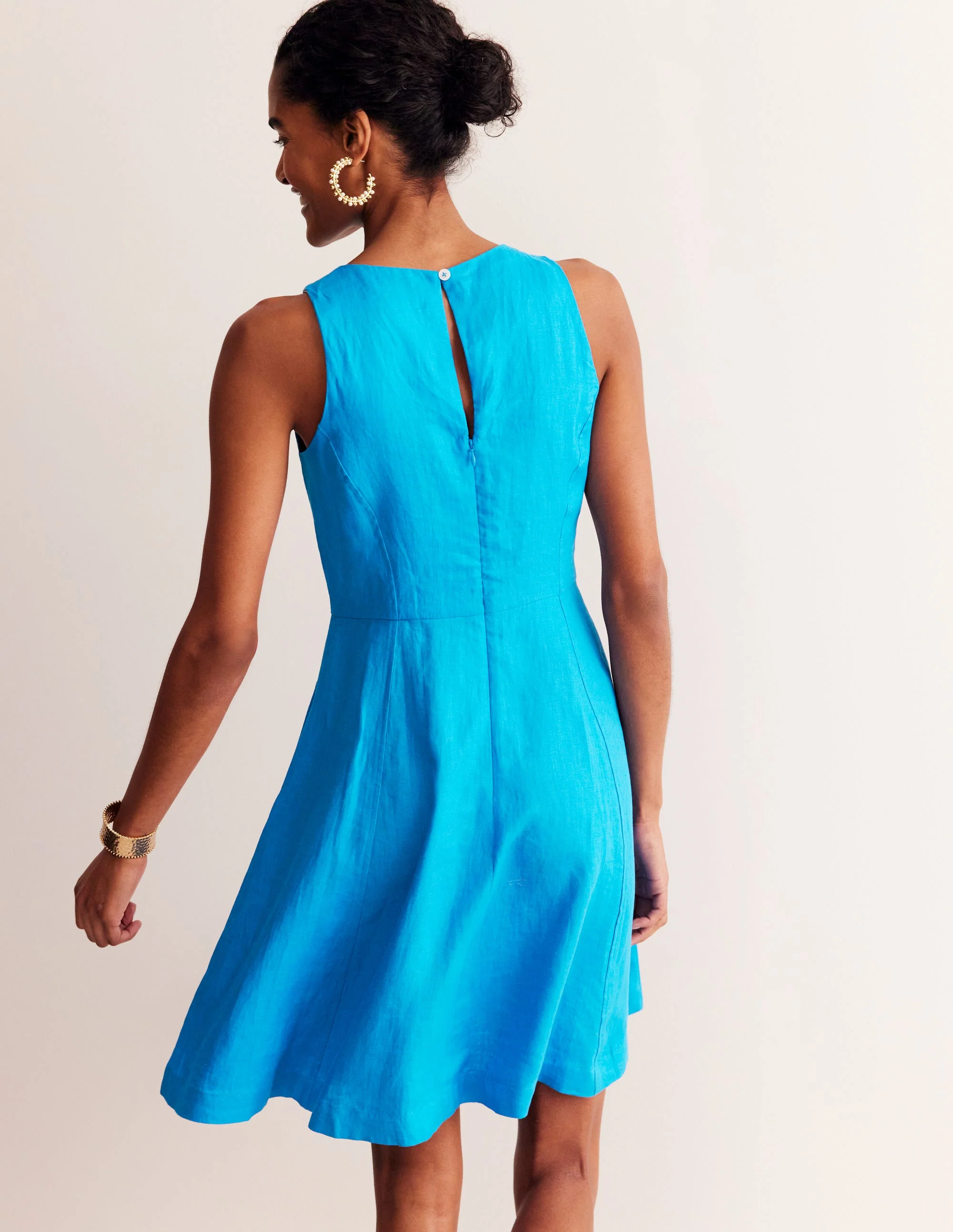 Carla Kurzes Leinenkleid-Blitzblau - Image 3